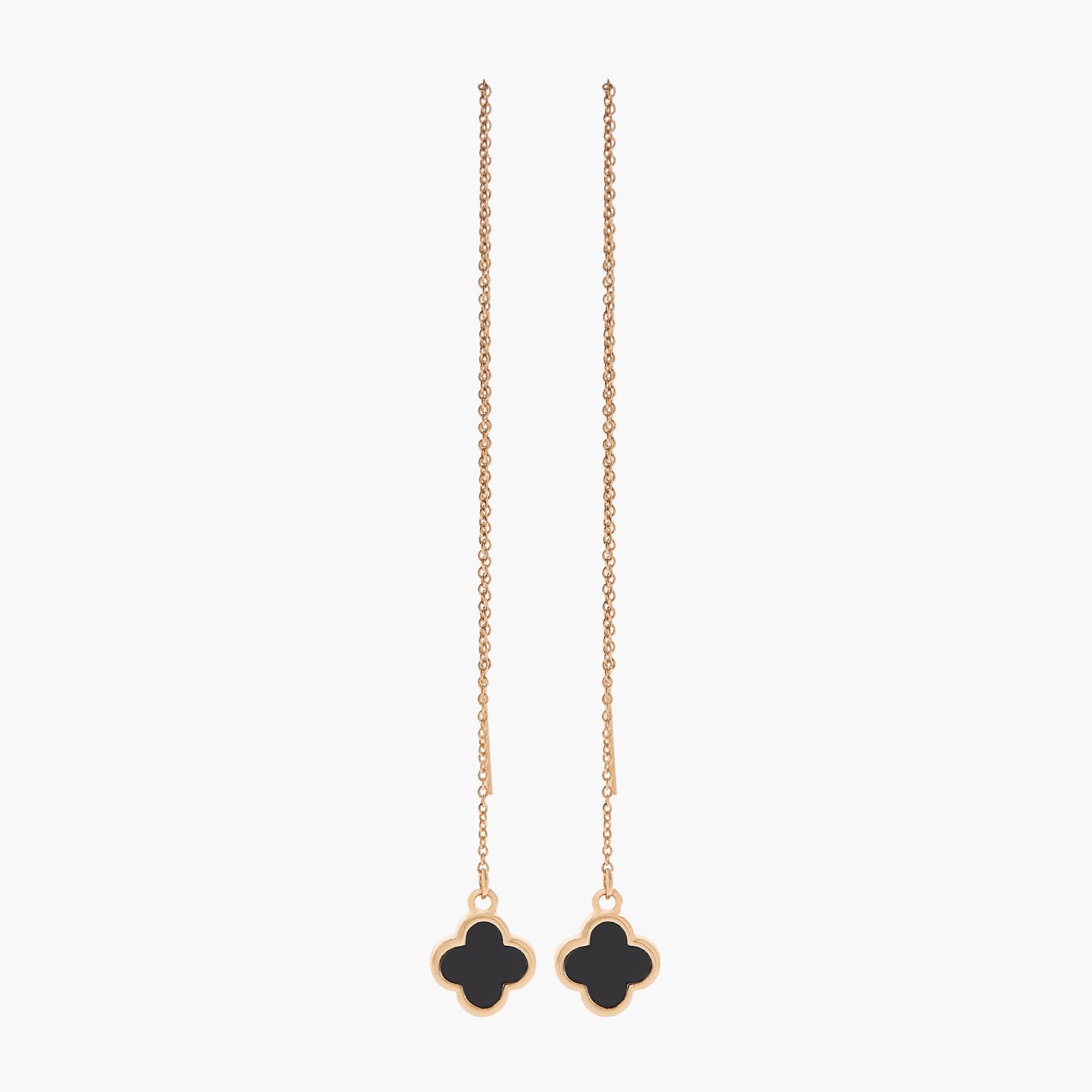 Gold Tone Clover Drop Chain Earrings-women-watchesandjewellery-jewellery-earrings-image-1