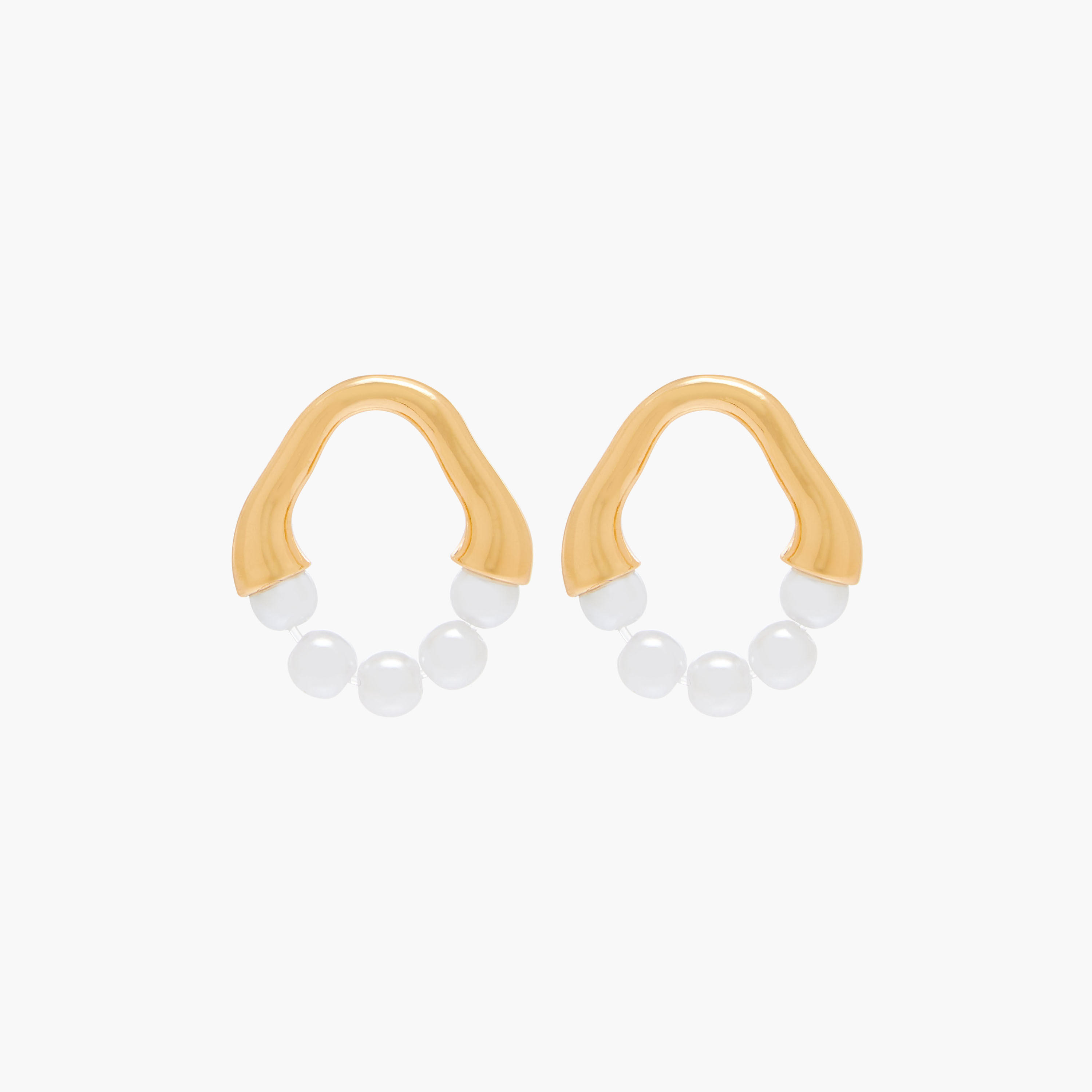 Gold Tone Pearl Embellished Earrings with Pushback Closure-women-watchesandjewellery-jewellery-earrings-image-1
