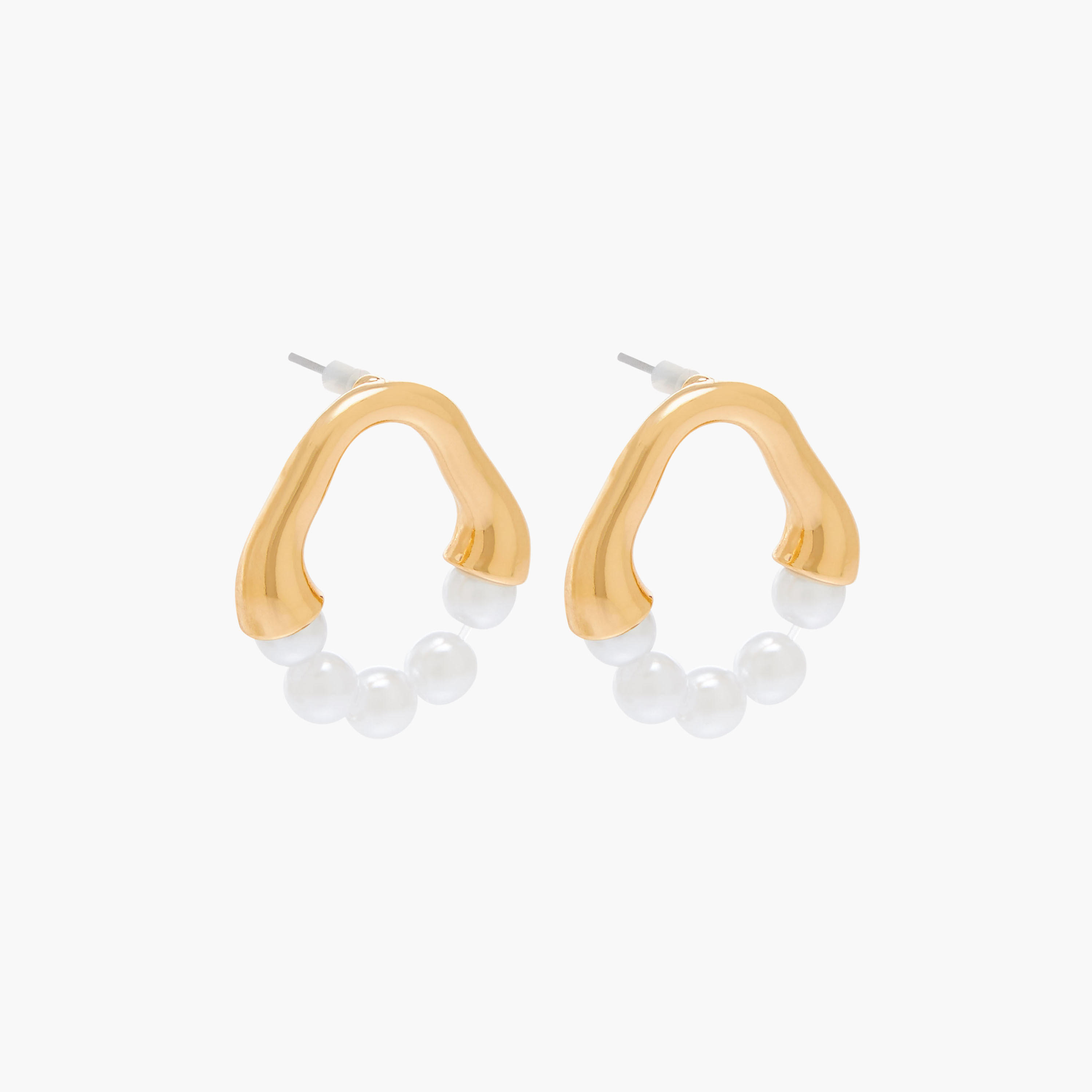 Gold Tone Pearl Embellished Earrings with Pushback Closure-women-watchesandjewellery-jewellery-earrings-image-2