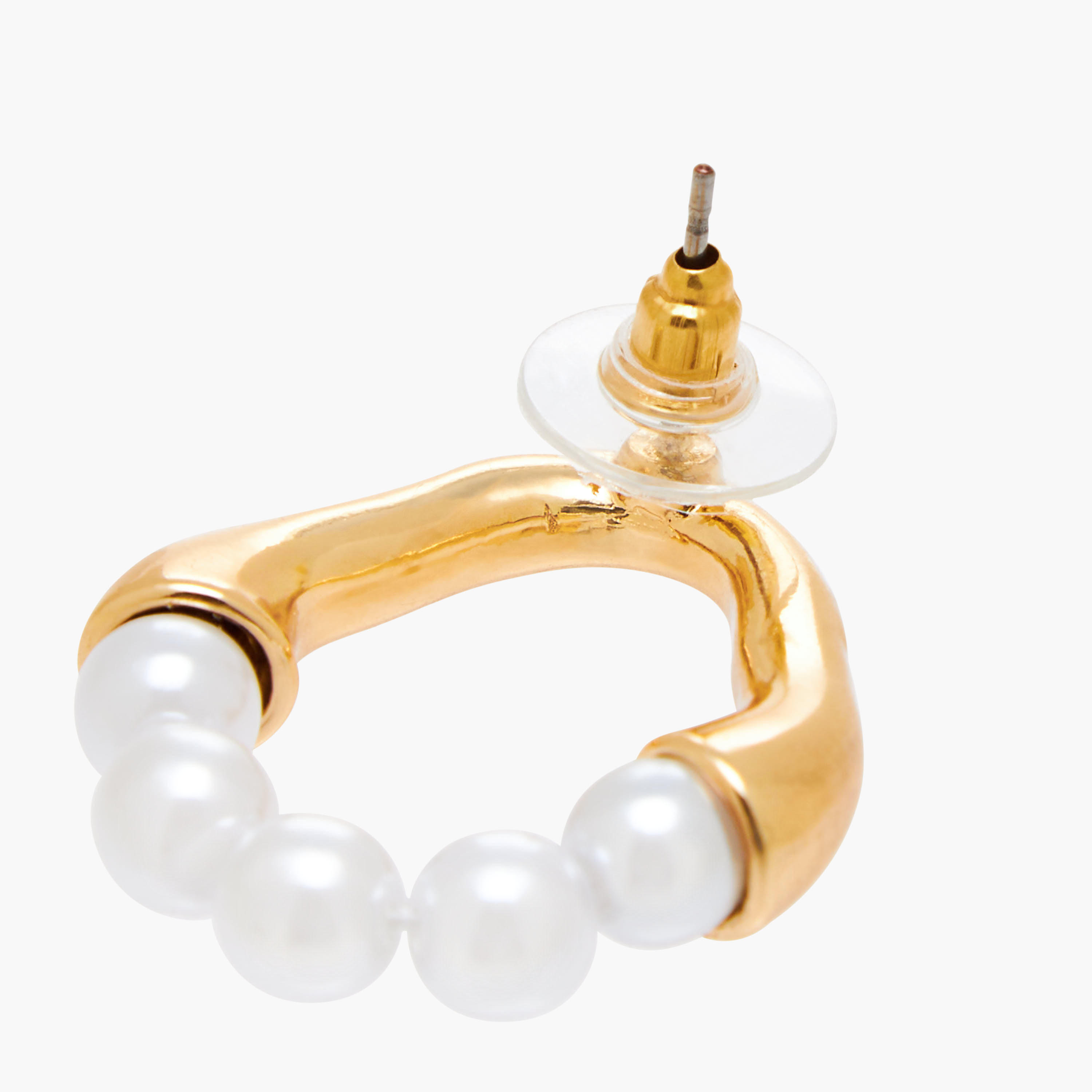 Gold Tone Pearl Embellished Earrings with Pushback Closure-women-watchesandjewellery-jewellery-earrings-image-4