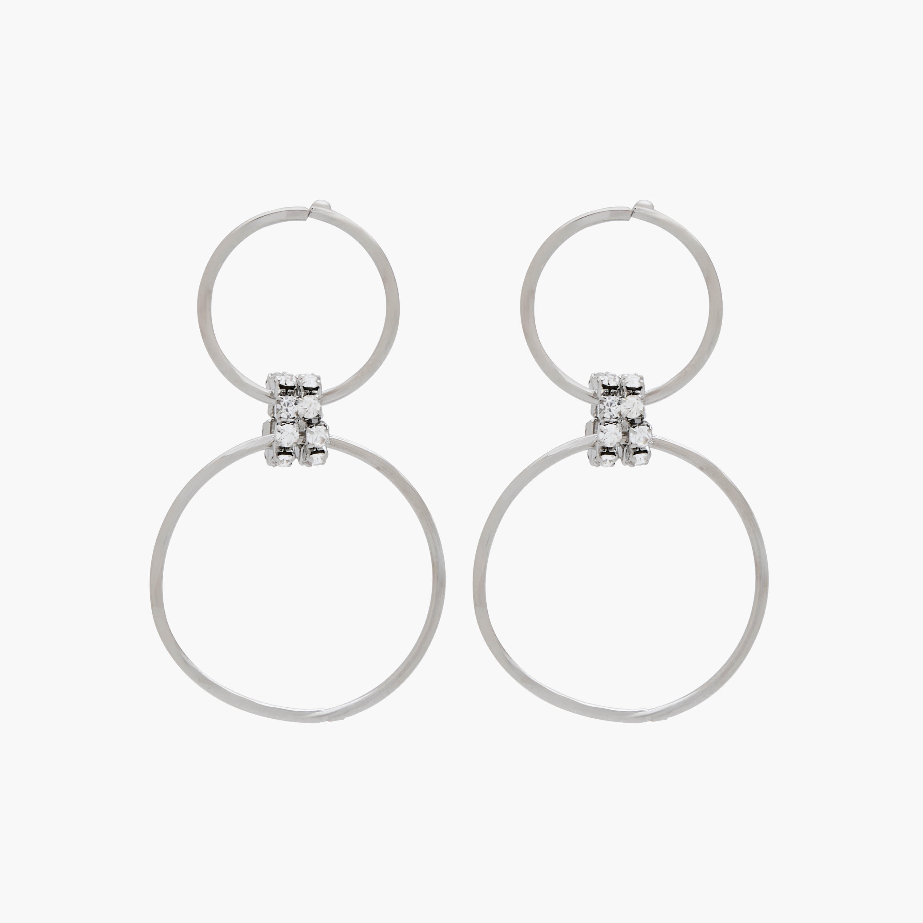 Silver Tone Embellished Hoop Earrings with Pushback Closure-women-watchesandjewellery-jewellery-earrings-image-1