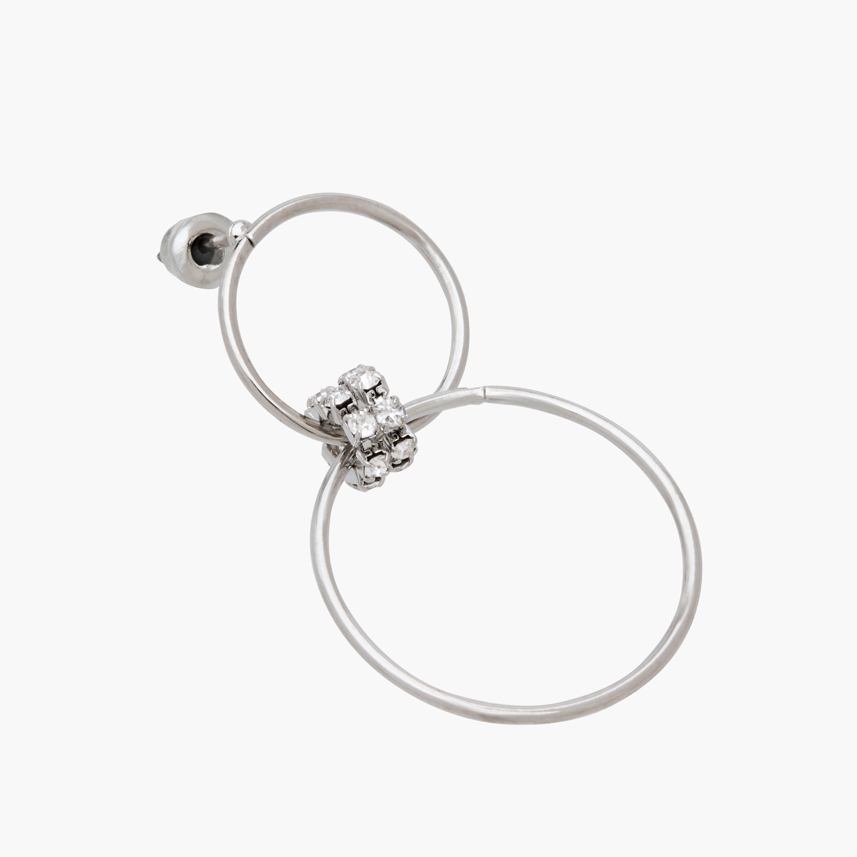 Silver Tone Embellished Hoop Earrings with Pushback Closure-women-watchesandjewellery-jewellery-earrings-image-4