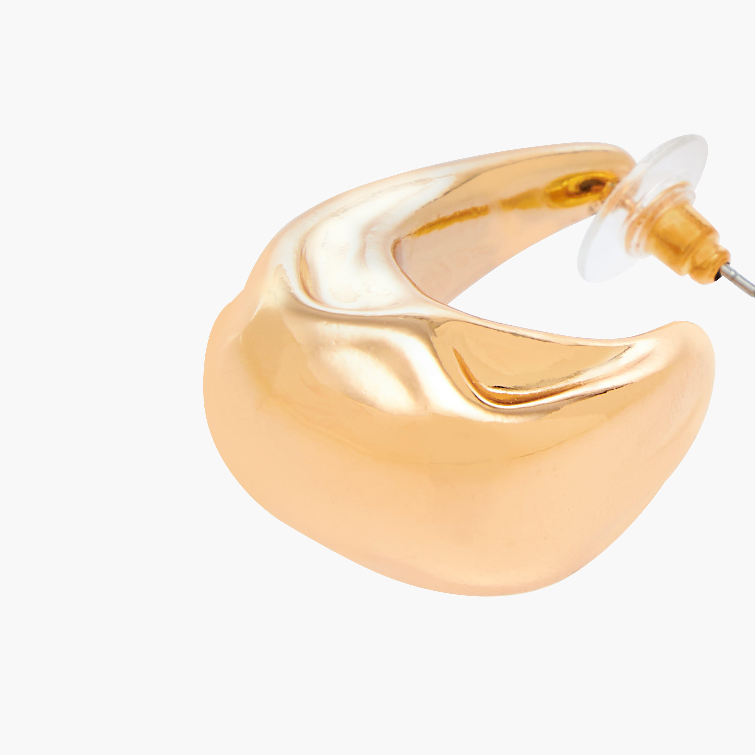 Gold Tone Hoop Earrings with Pushback Closure-women-watchesandjewellery-jewellery-earrings-image-3