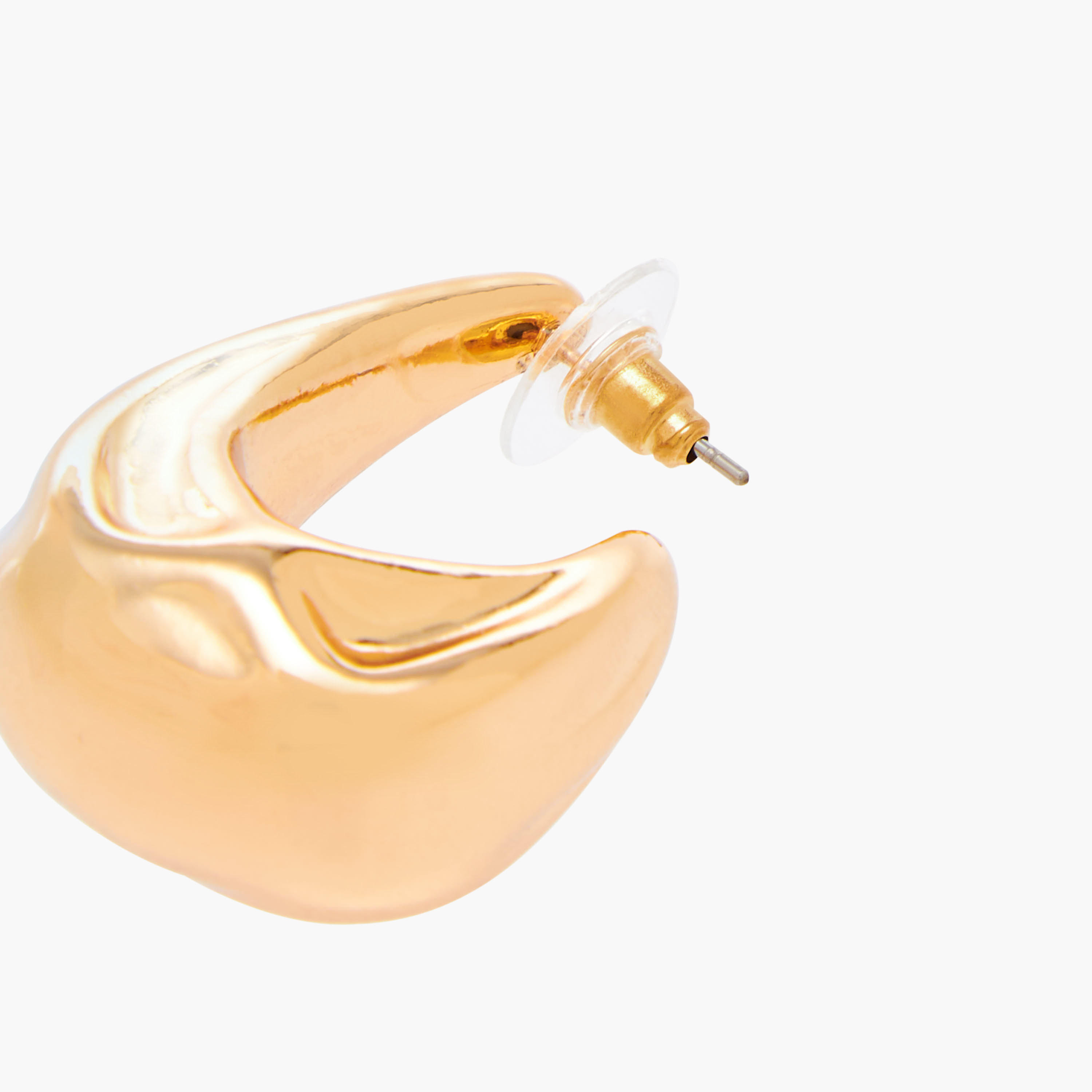 Gold Tone Hoop Earrings with Pushback Closure-women-watchesandjewellery-jewellery-earrings-image-4