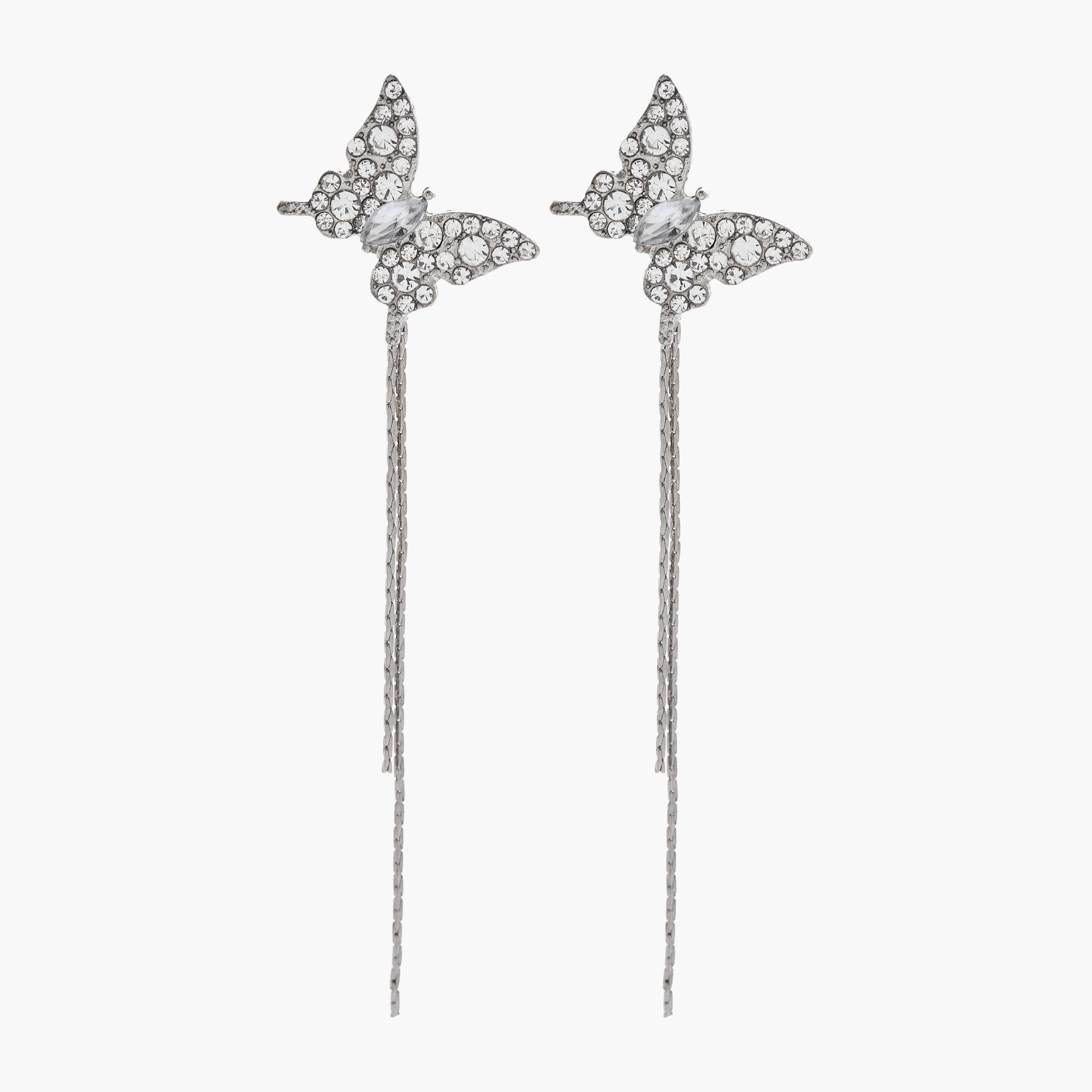 Metallic Butterfly Embellished Earrings with Pushback Closure-women-watchesandjewellery-jewellery-earrings-image-1