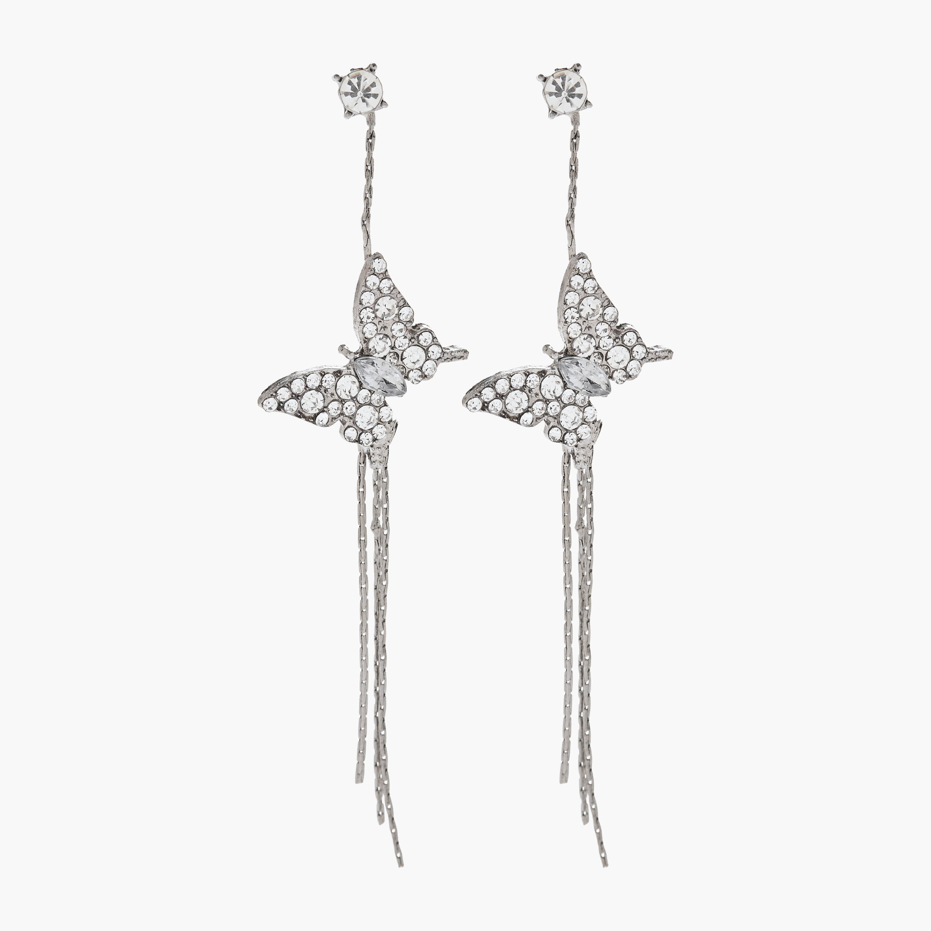 Metallic Butterfly Embellished Earrings with Pushback Closure-women-watchesandjewellery-jewellery-earrings-image-2