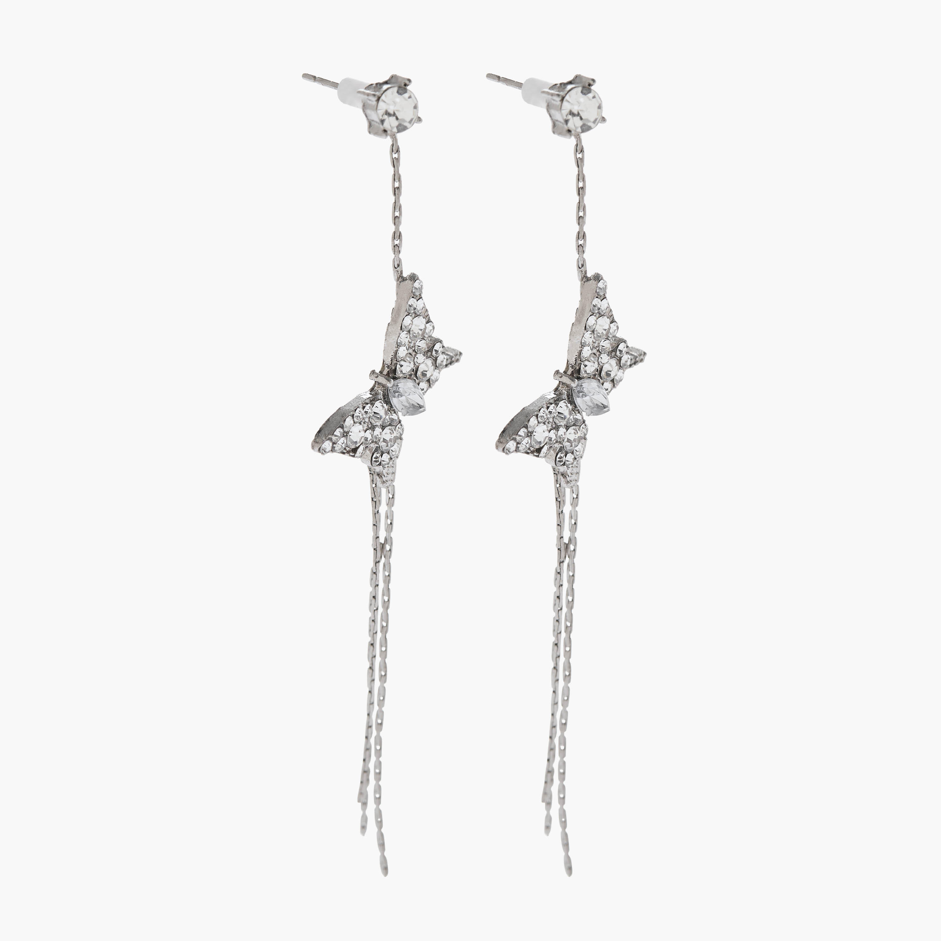 Metallic Butterfly Embellished Earrings with Pushback Closure-women-watchesandjewellery-jewellery-earrings-image-4