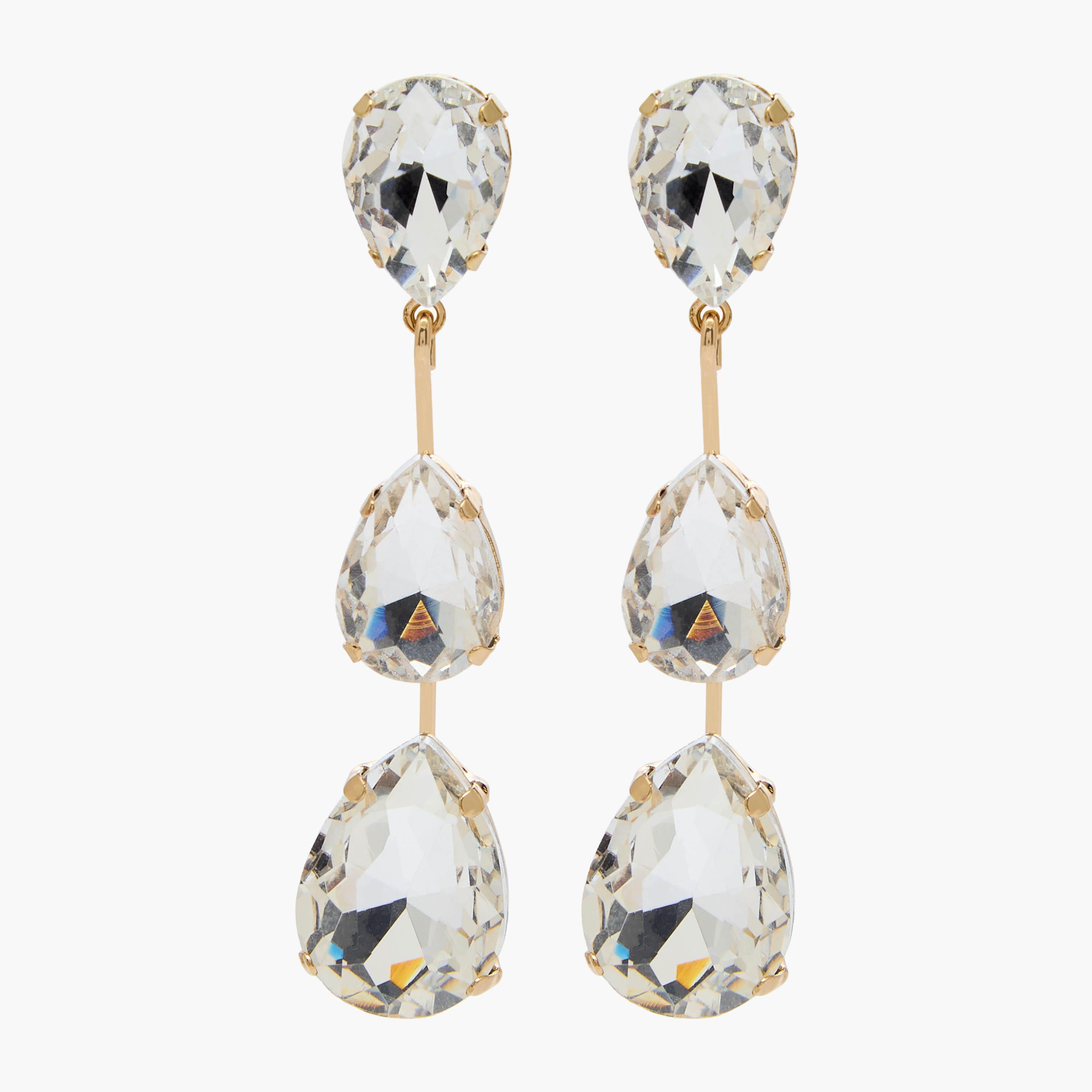 حلقان متدلّية بلون ذهبي مزخرفة بالأحجار مع مكبس إغلاق-women-watchesandjewellery-jewellery-earrings-image-1