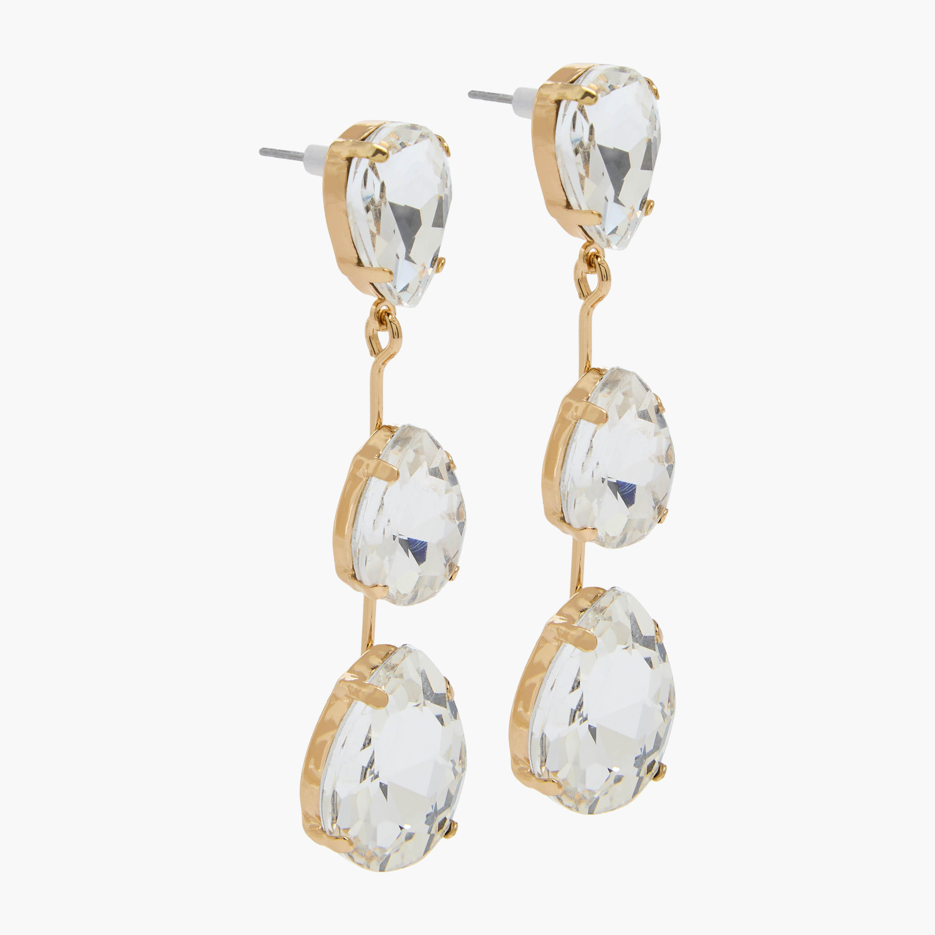 حلقان متدلّية بلون ذهبي مزخرفة بالأحجار مع مكبس إغلاق-women-watchesandjewellery-jewellery-earrings-image-2