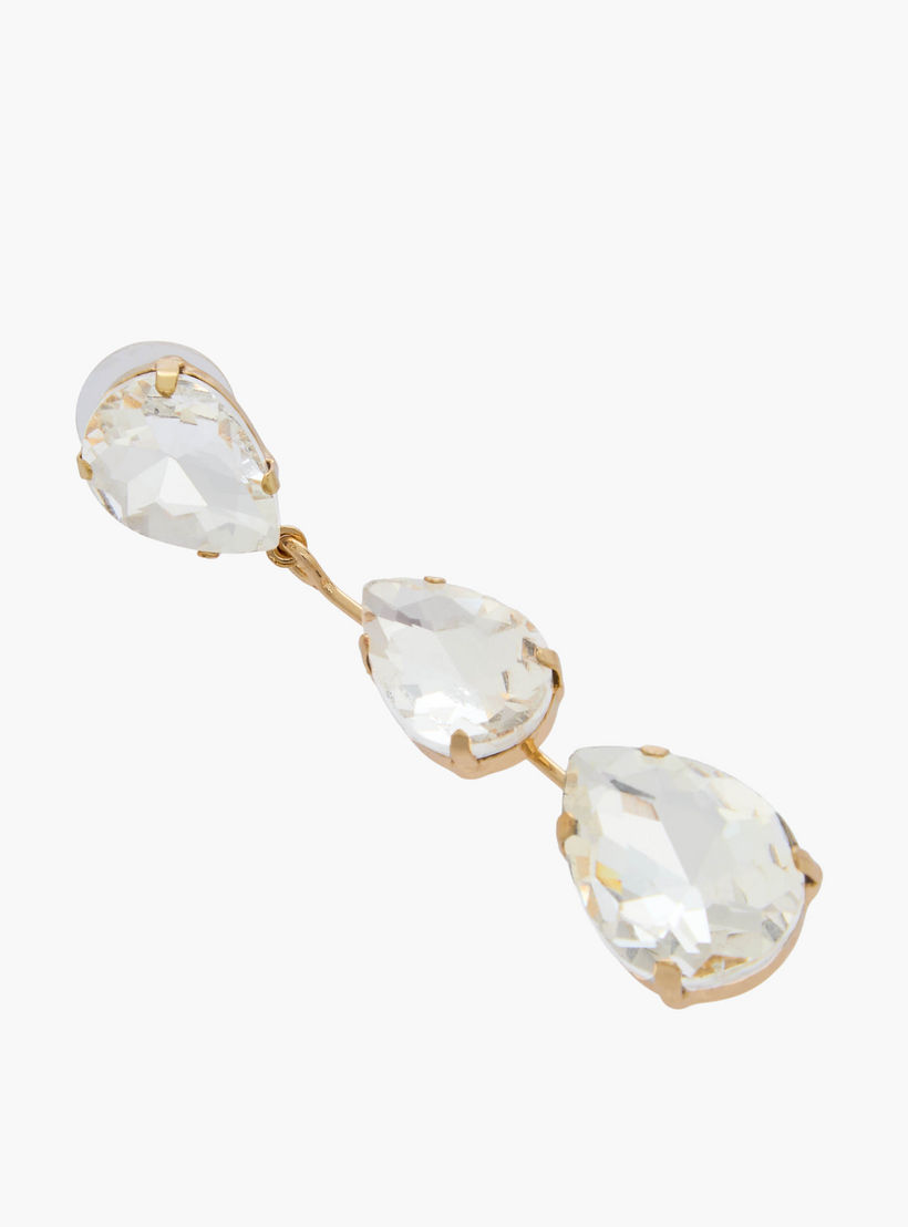 حلقان متدلّية بلون ذهبي مزخرفة بالأحجار مع مكبس إغلاق-women-watchesandjewellery-jewellery-earrings-image-3