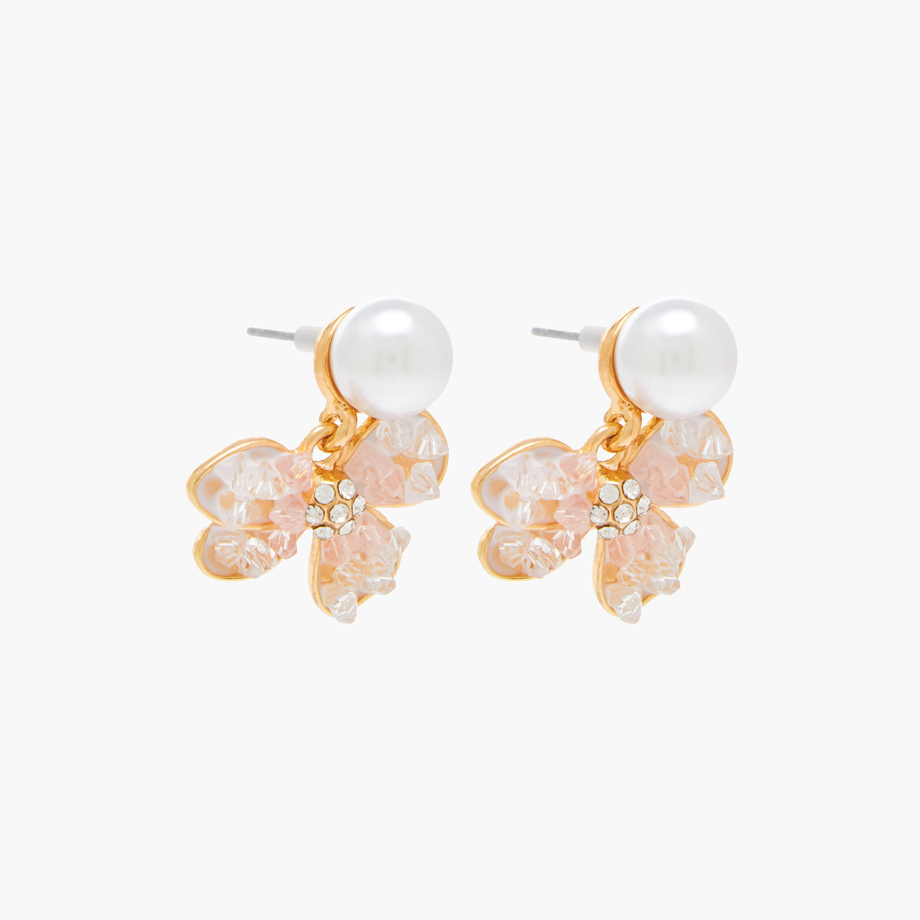 حلق ميتالك مزين باللؤلؤ مع مكبس إغلاق خلفي-women-watchesandjewellery-jewellery-earrings-image-2