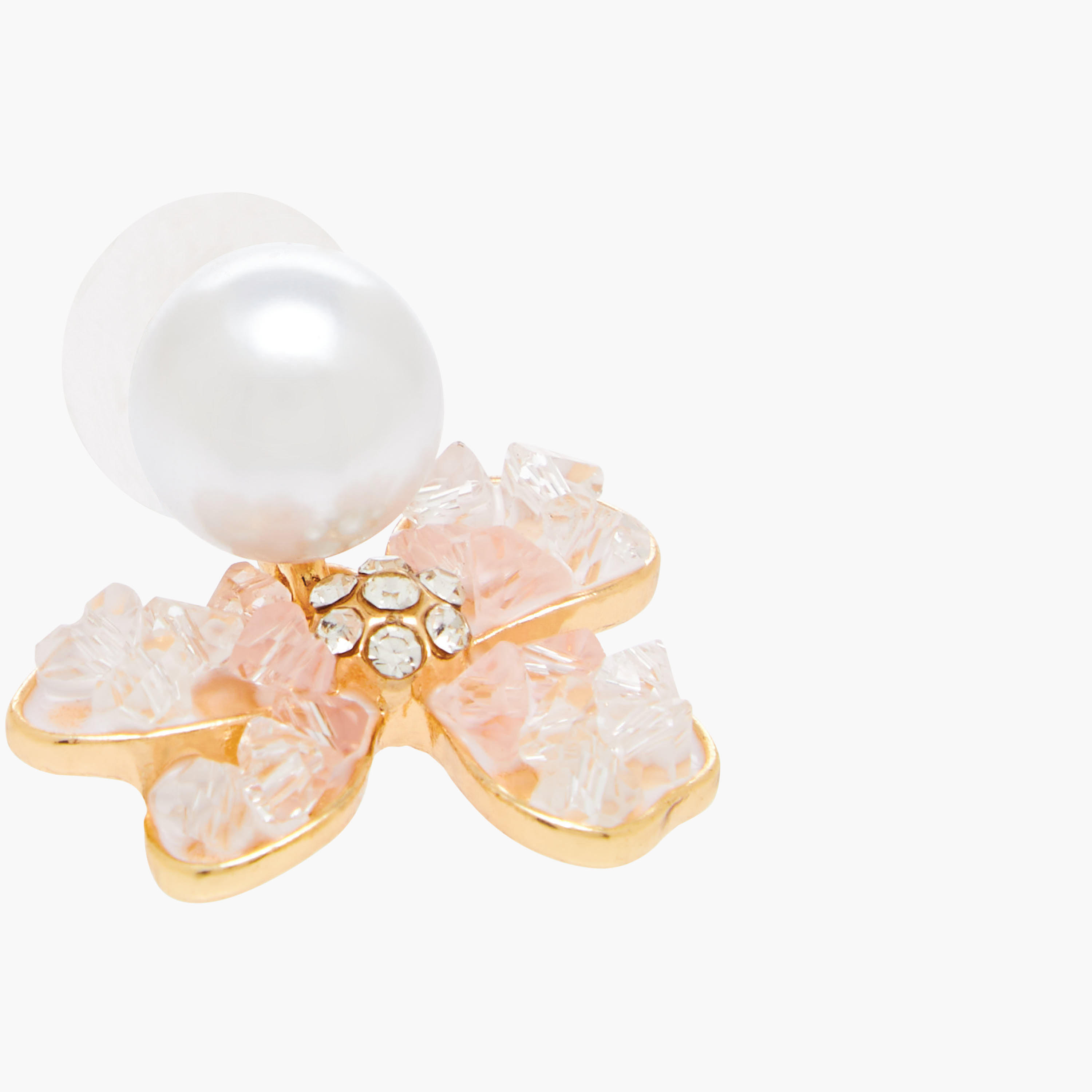 حلق ميتالك مزين باللؤلؤ مع مكبس إغلاق خلفي-women-watchesandjewellery-jewellery-earrings-image-3