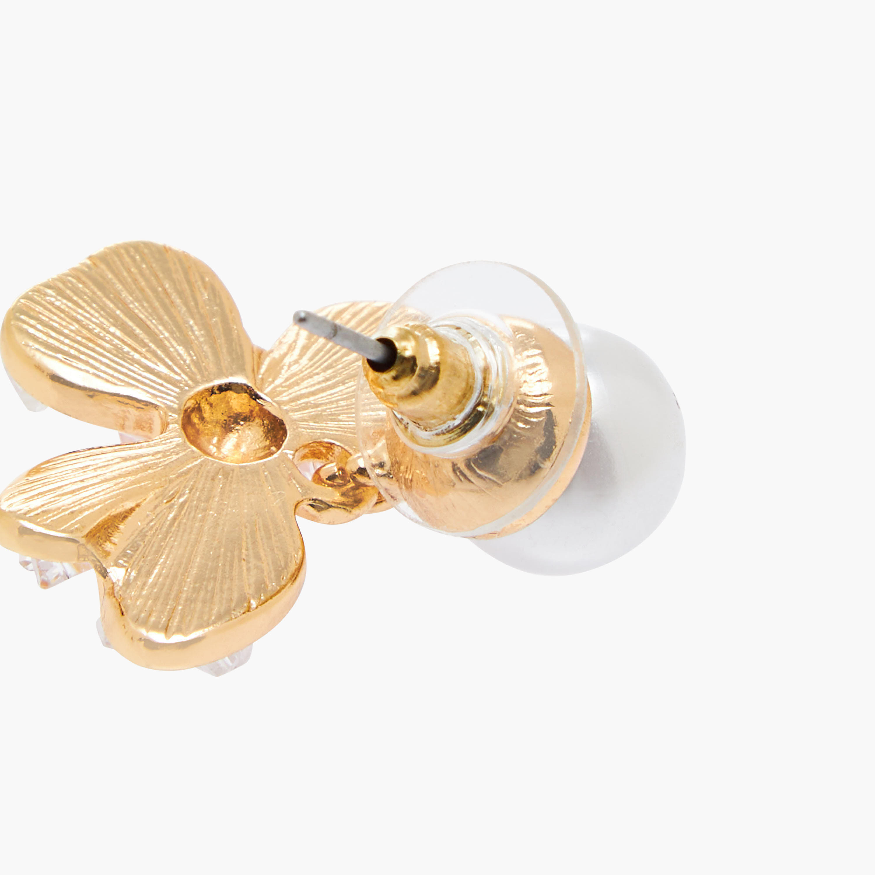 حلق ميتالك مزين باللؤلؤ مع مكبس إغلاق خلفي-women-watchesandjewellery-jewellery-earrings-image-4