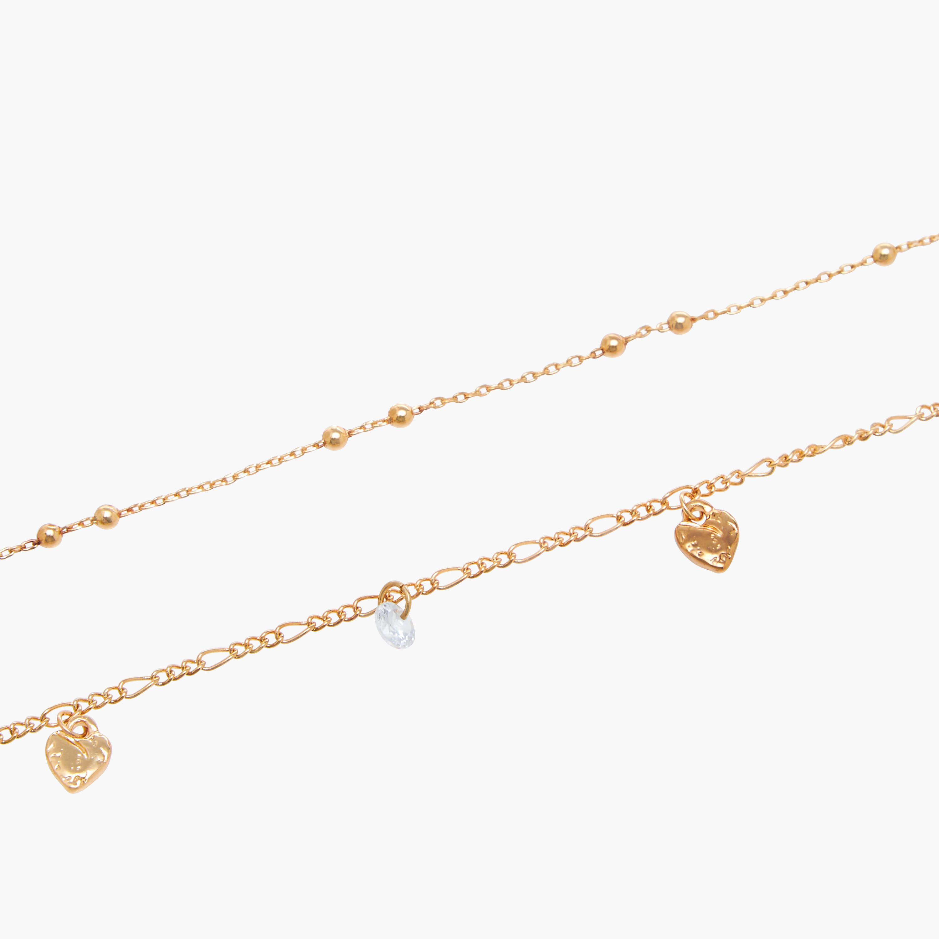Pack of 2 Metallic Heart Charm Detail Anklet-women-watchesandjewellery-jewellery-anklets-image-7