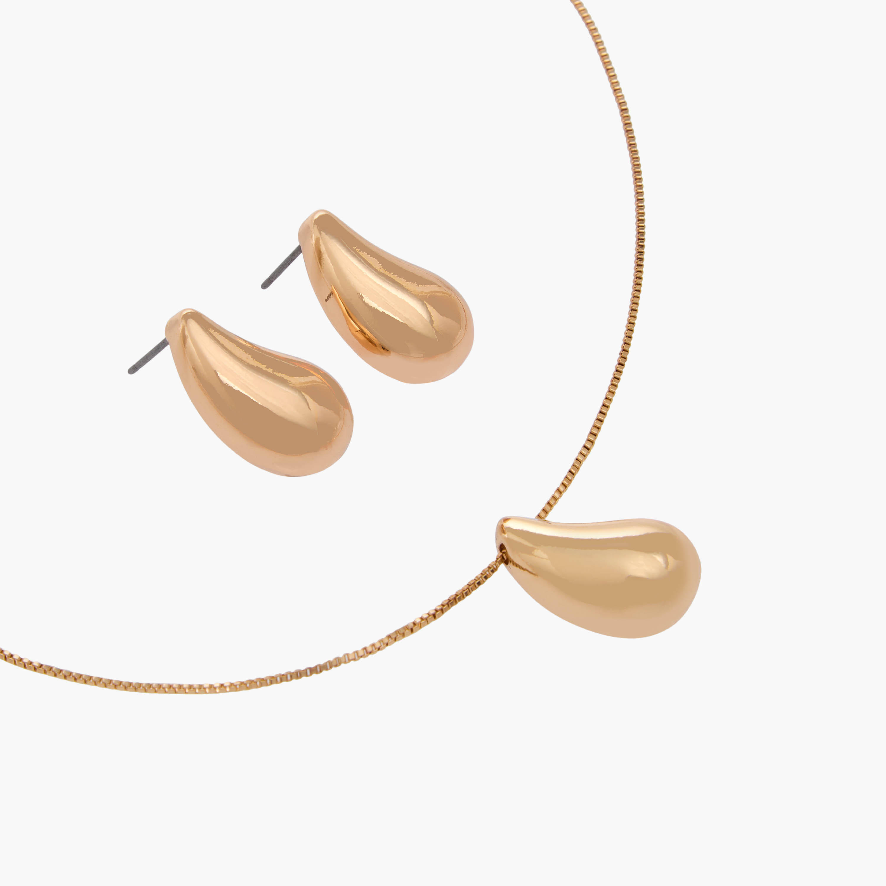 Set of 2 Teardrop Metal Pendant Necklace and Earrings-women-watchesandjewellery-jewellery-jewellerysets-image-4