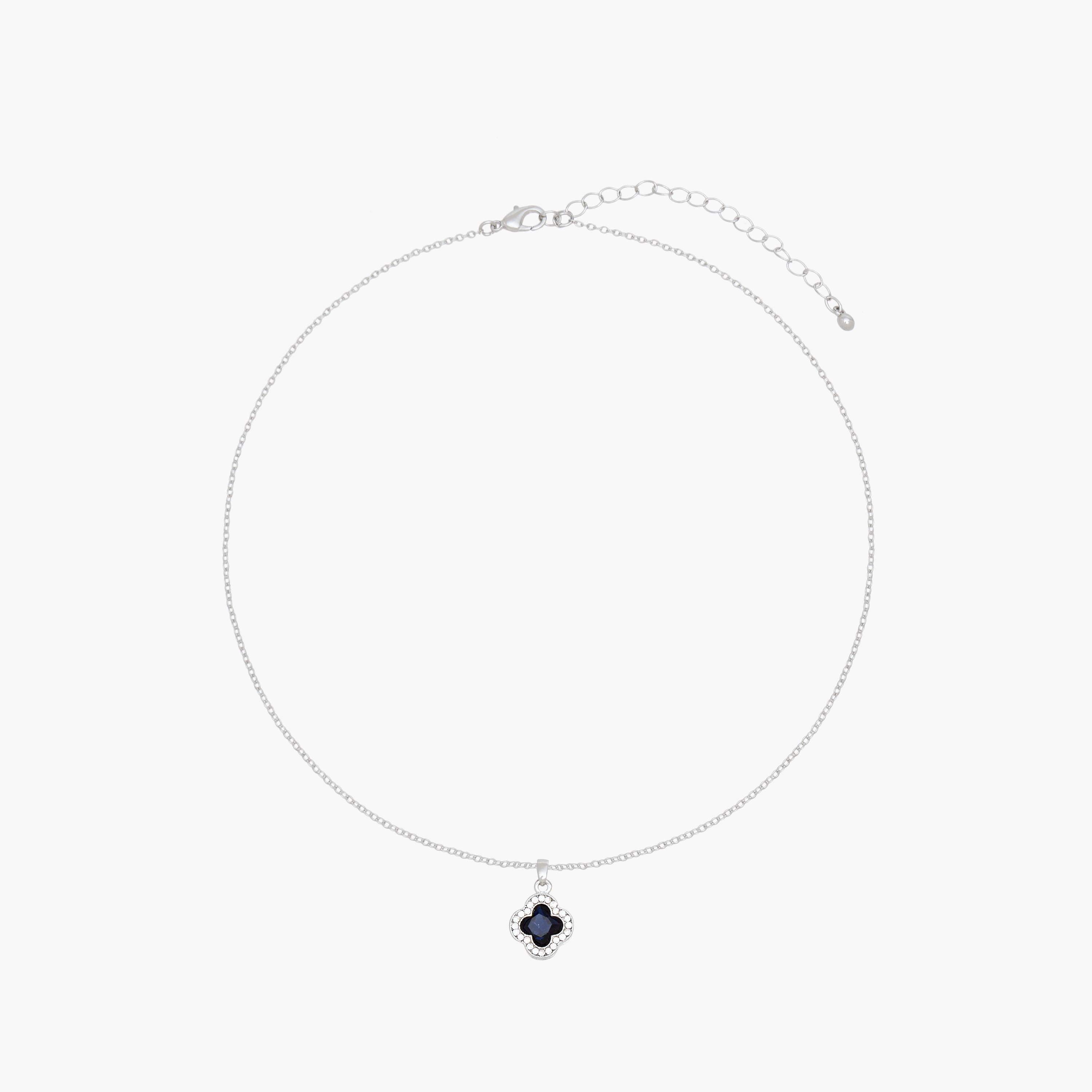 Set of 2 Stone Embellished Clover Pendant Necklace and Earrings-women-watchesandjewellery-jewellery-jewellerysets-image-2