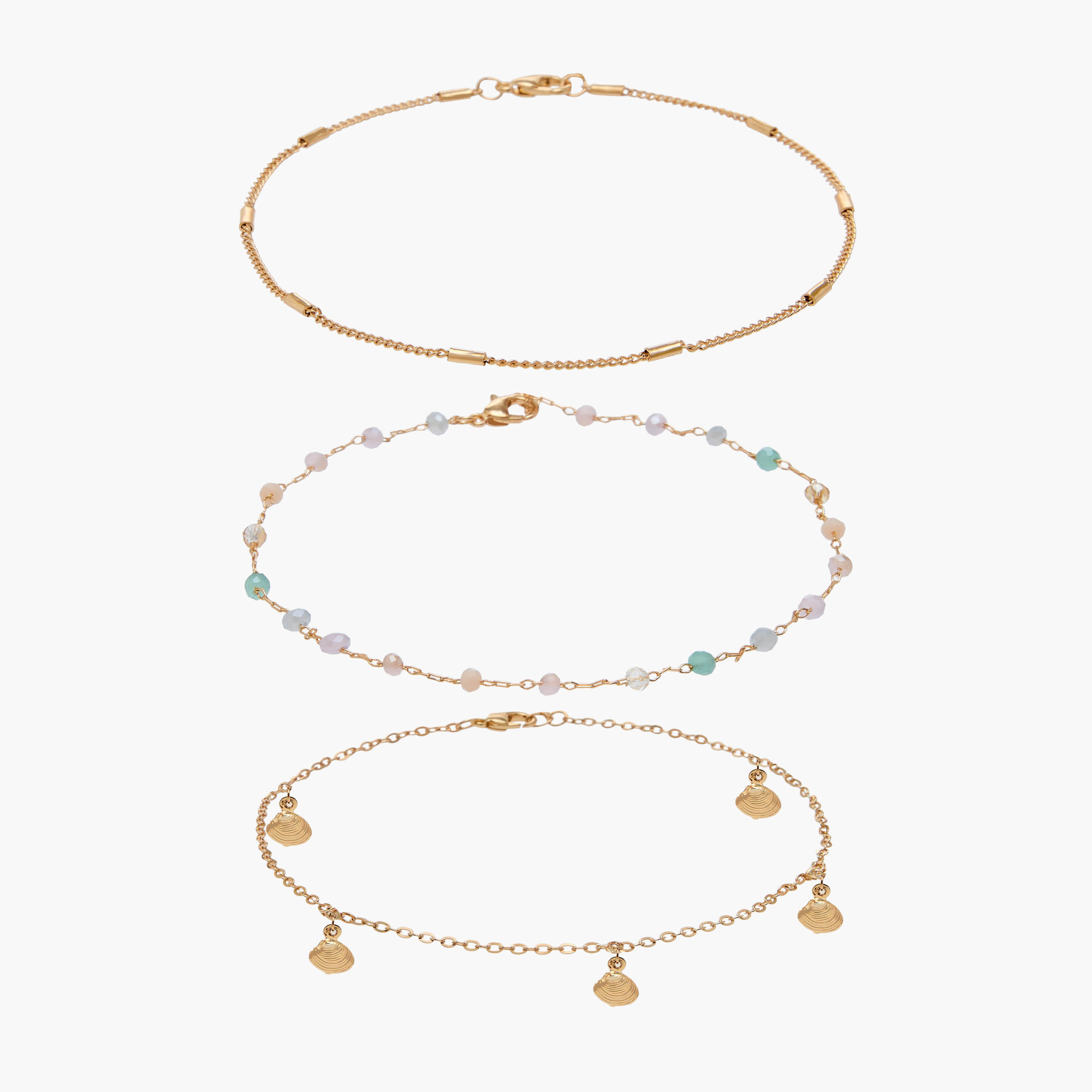 Pack of 3 Metallic Embellished Anklet-women-watchesandjewellery-jewellery-anklets-image-1