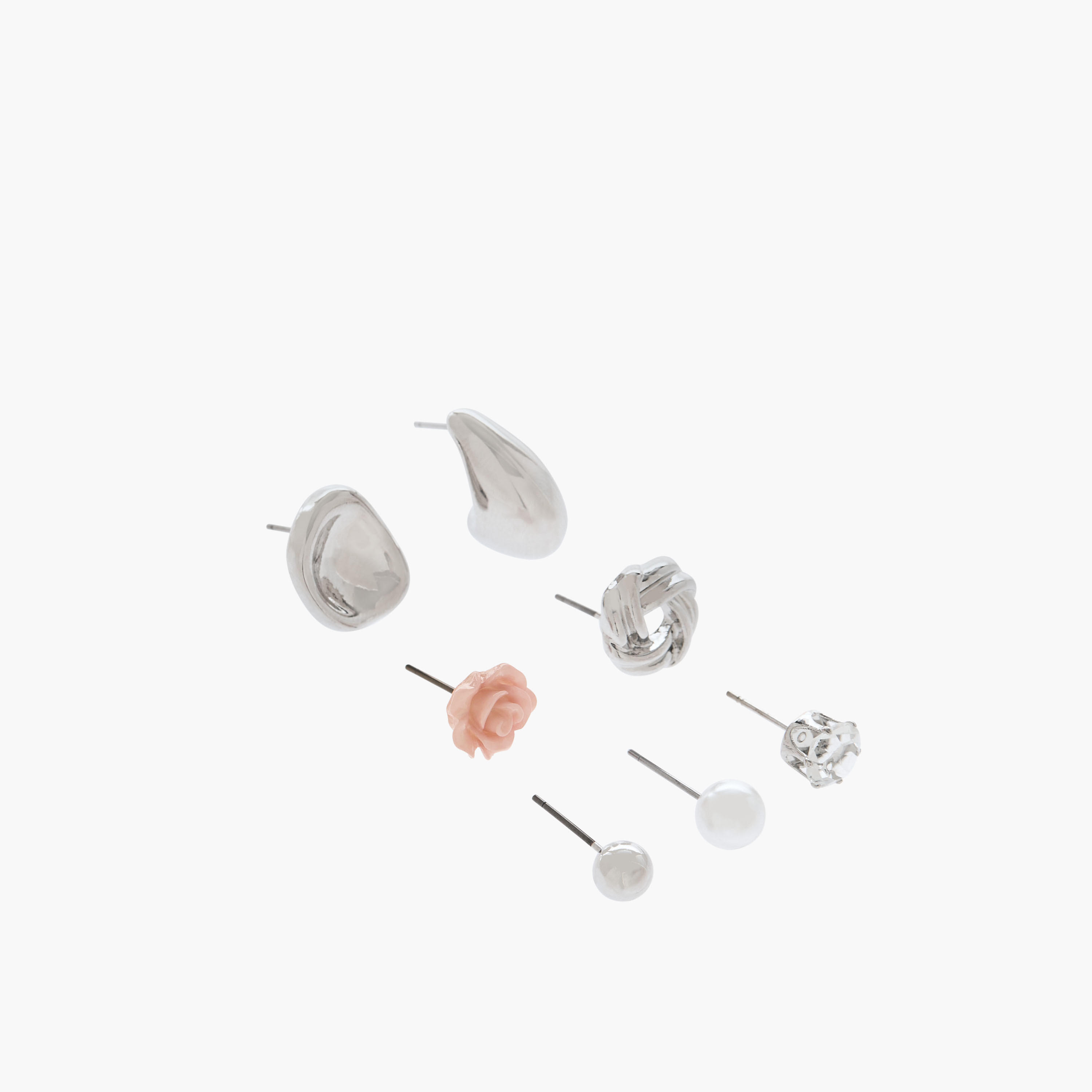 طقم حلق ميتالك مرصّع بمكبس إغلاق خلفي 7 قطع-women-watchesandjewellery-jewellery-earrings-image-2