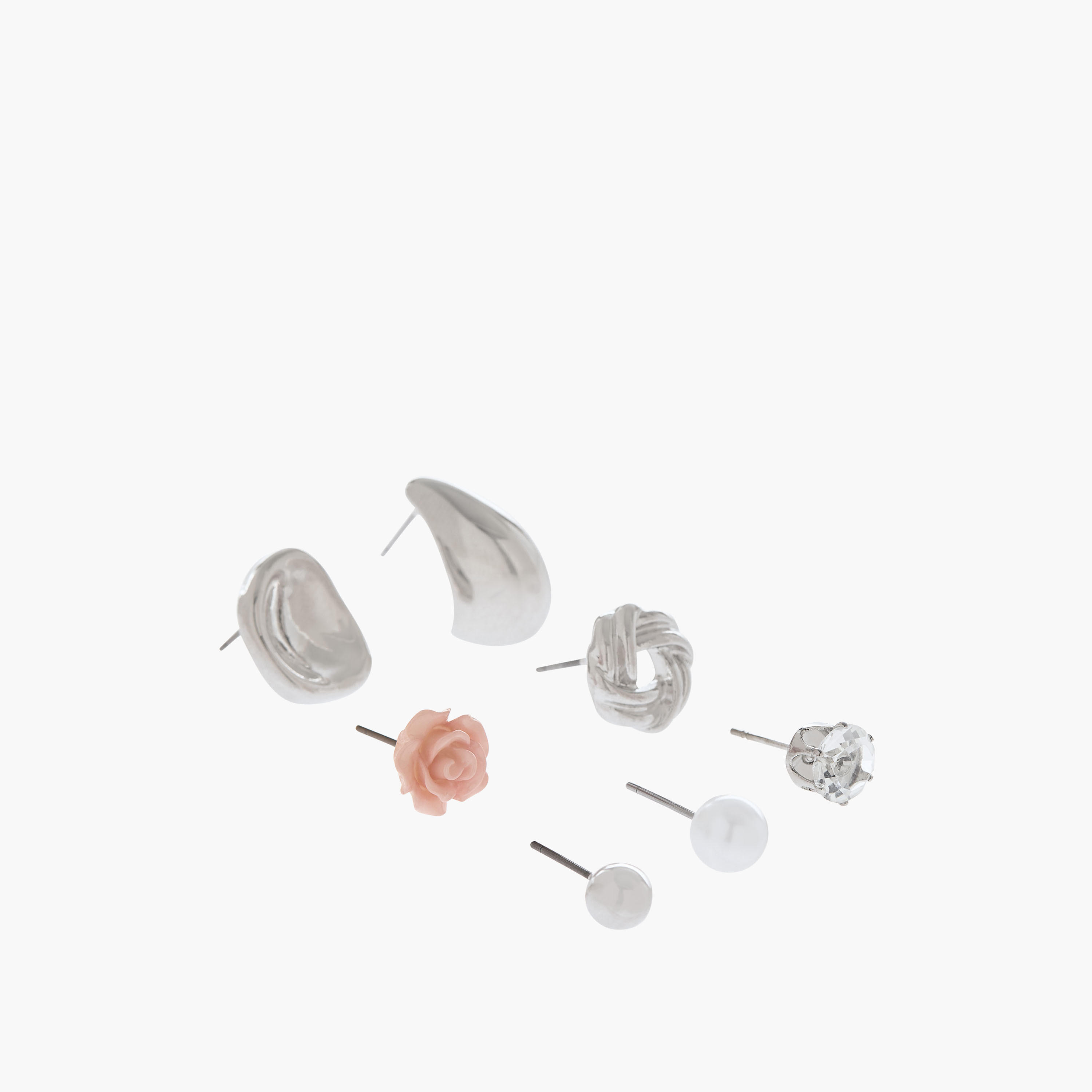 طقم حلق ميتالك مرصّع بمكبس إغلاق خلفي 7 قطع-women-watchesandjewellery-jewellery-earrings-image-3