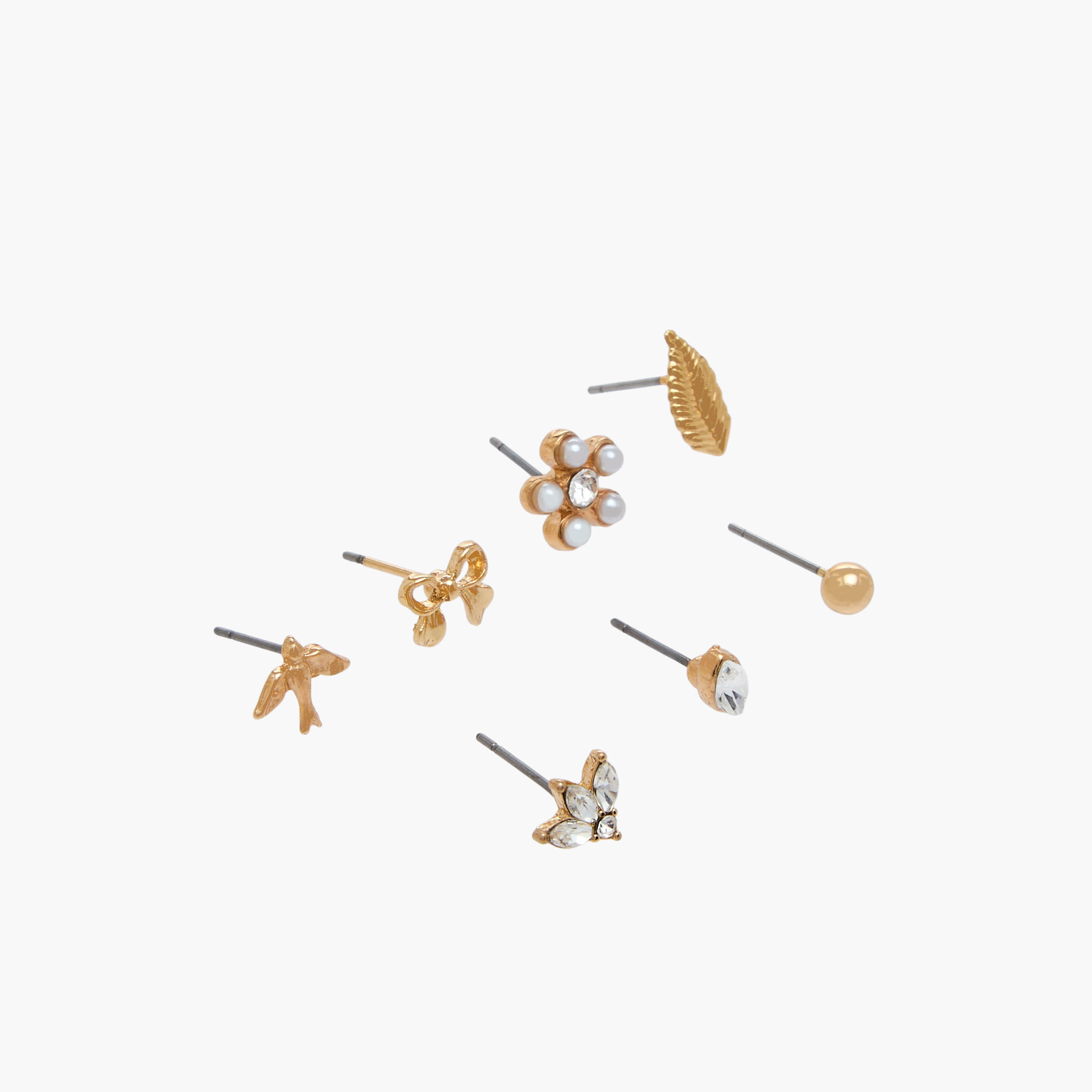 حلقان دبوس ميتاليك متنوعة بمكبس إغلاق - عبوة 7 قطع-women-watchesandjewellery-jewellery-earrings-image-2