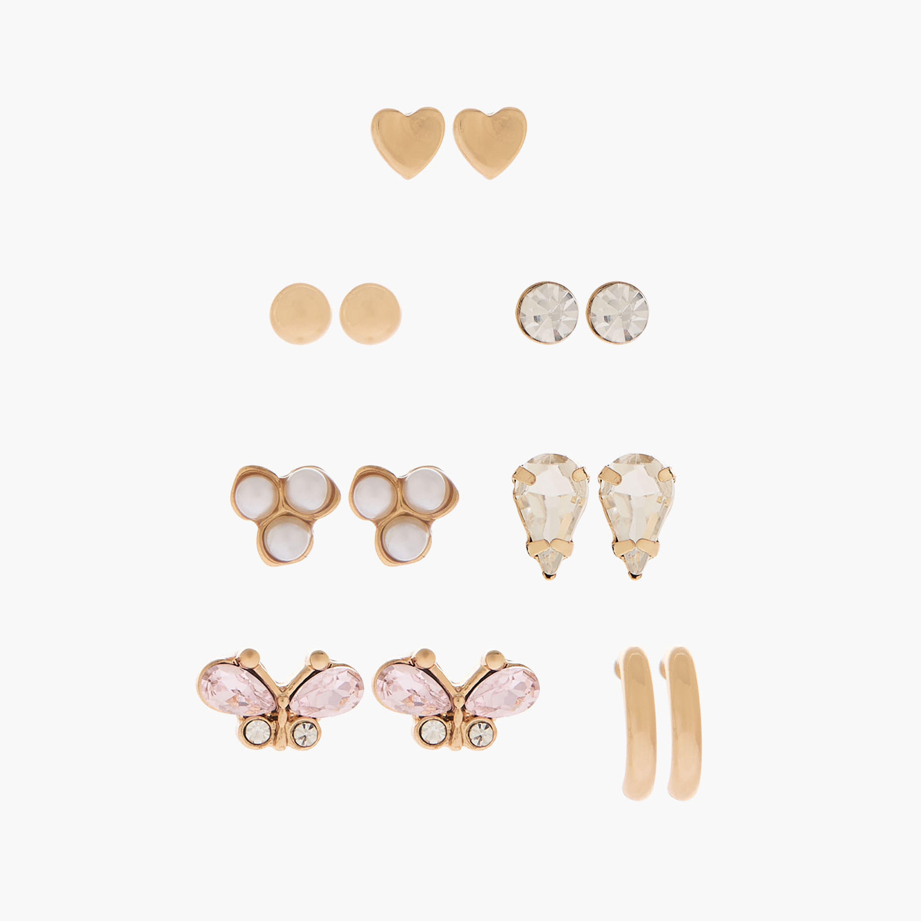 Pack of 7 Metallic Embellished Stud Earrings with Pushback Closure-women-watchesandjewellery-jewellery-earrings-image-1