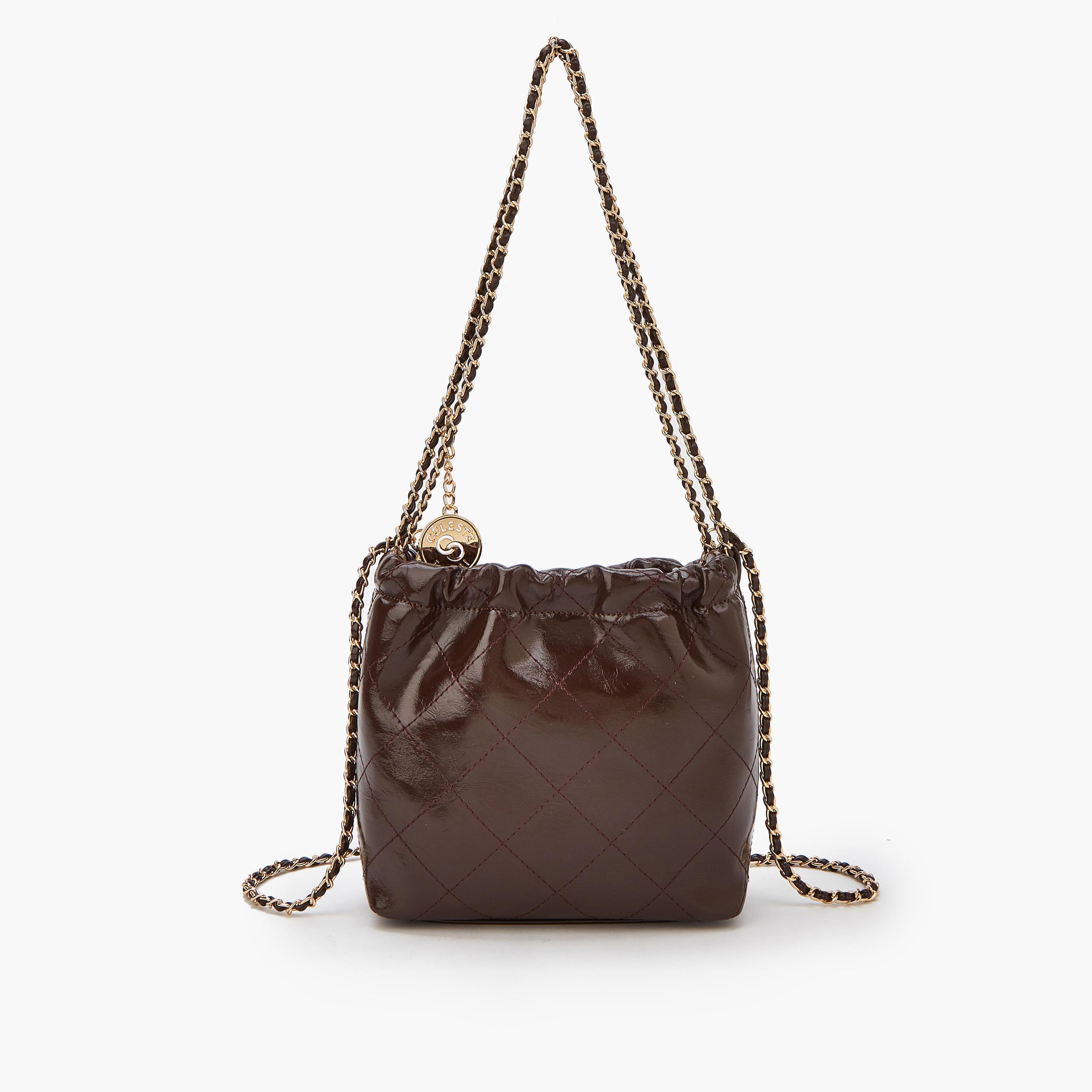 شنطة كتف مبطنة بحزام مزين بسلسلة من سيليست-women-bagsandwallets-handbags-image-1