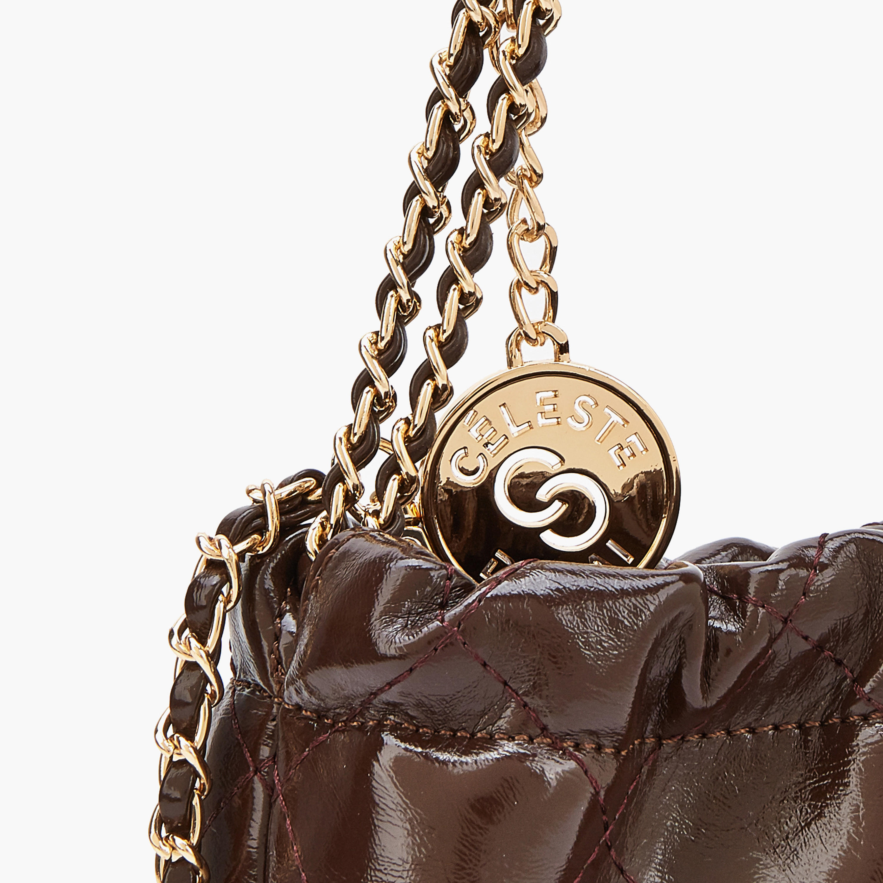شنطة كتف مبطنة بحزام مزين بسلسلة من سيليست-women-bagsandwallets-handbags-image-7