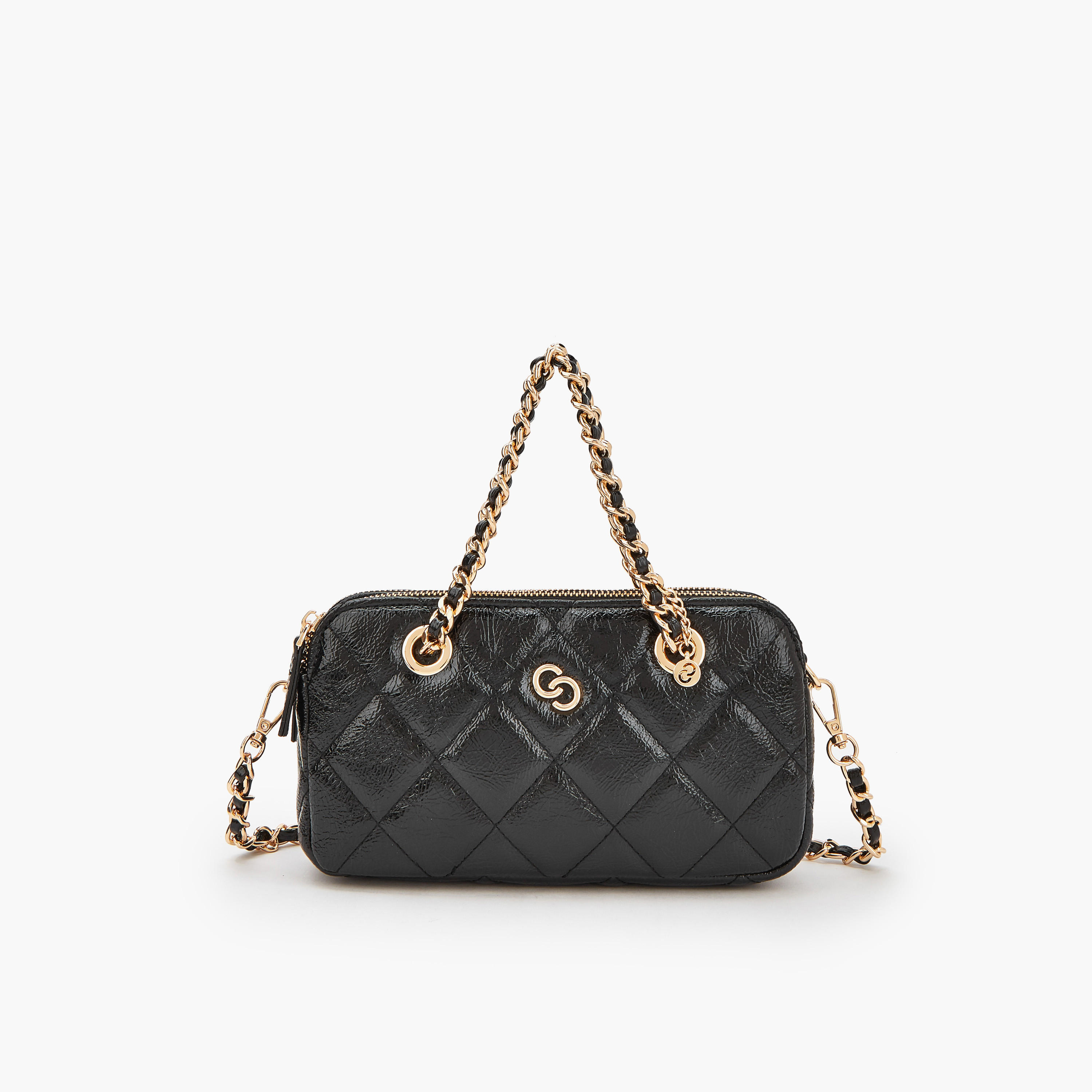 Celeste Quilted Crossbody Bag with Chain Accent Strap-women-bagsandwallets-handbags-image-1