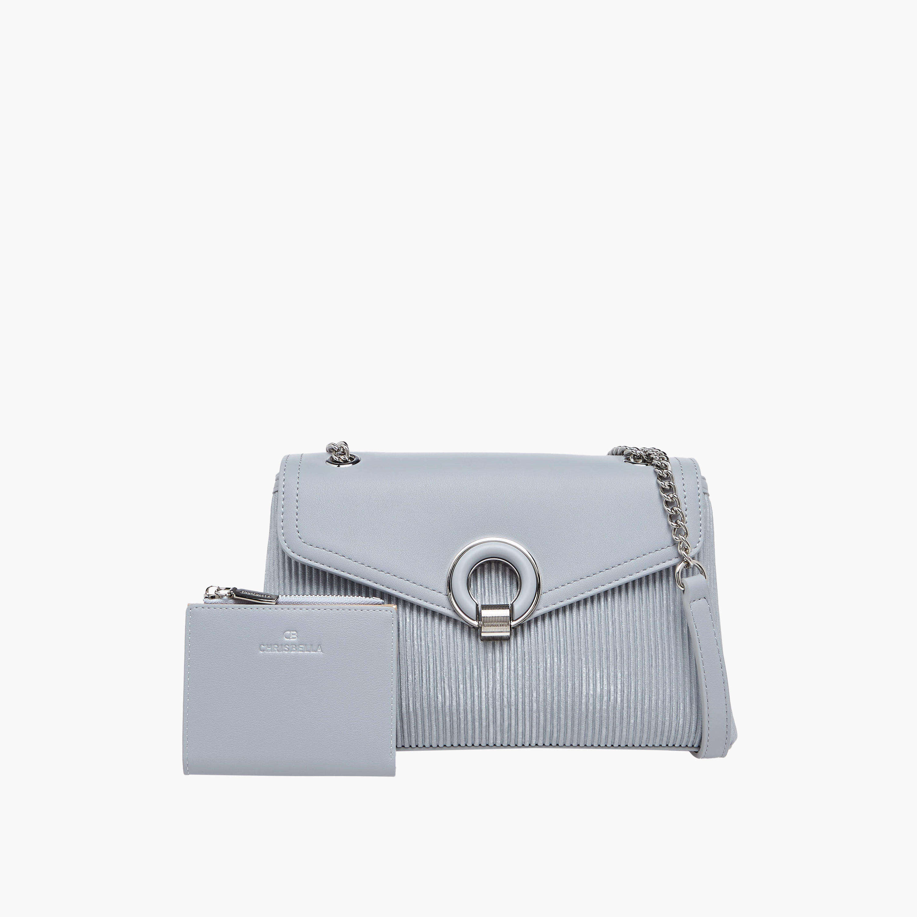 شنطة كروس بودي مضلعة بحزام سلسلة وشنطة صغيرة من كريسبيلا-women-bagsandwallets-handbags-image-1