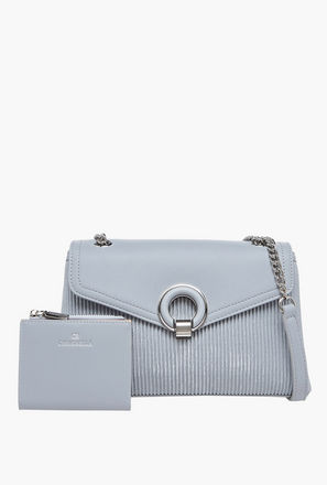 شنطة كروس بودي مضلعة بحزام سلسلة وشنطة صغيرة من كريسبيلا-women-bagsandwallets-handbags-image-1