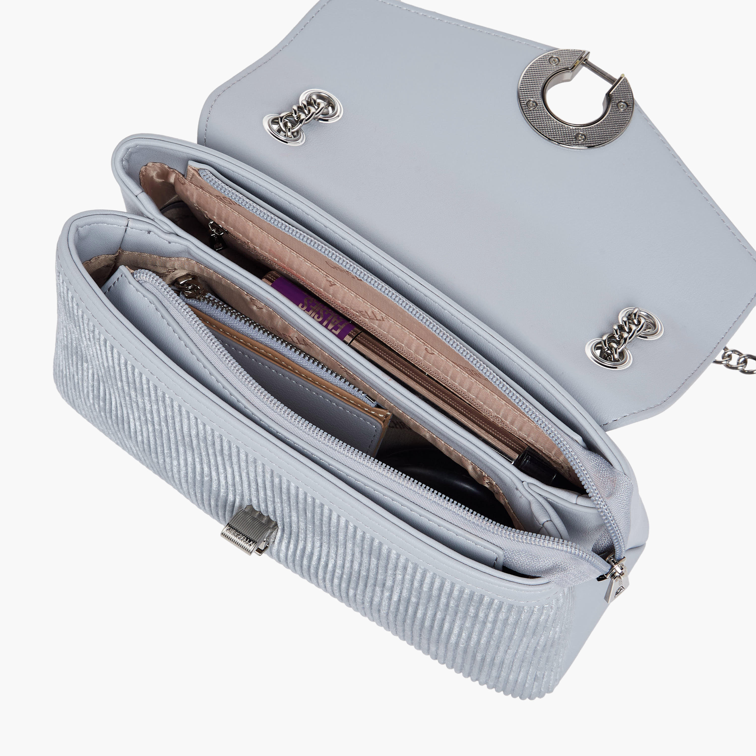 شنطة كروس بودي مضلعة بحزام سلسلة وشنطة صغيرة من كريسبيلا-women-bagsandwallets-handbags-image-10
