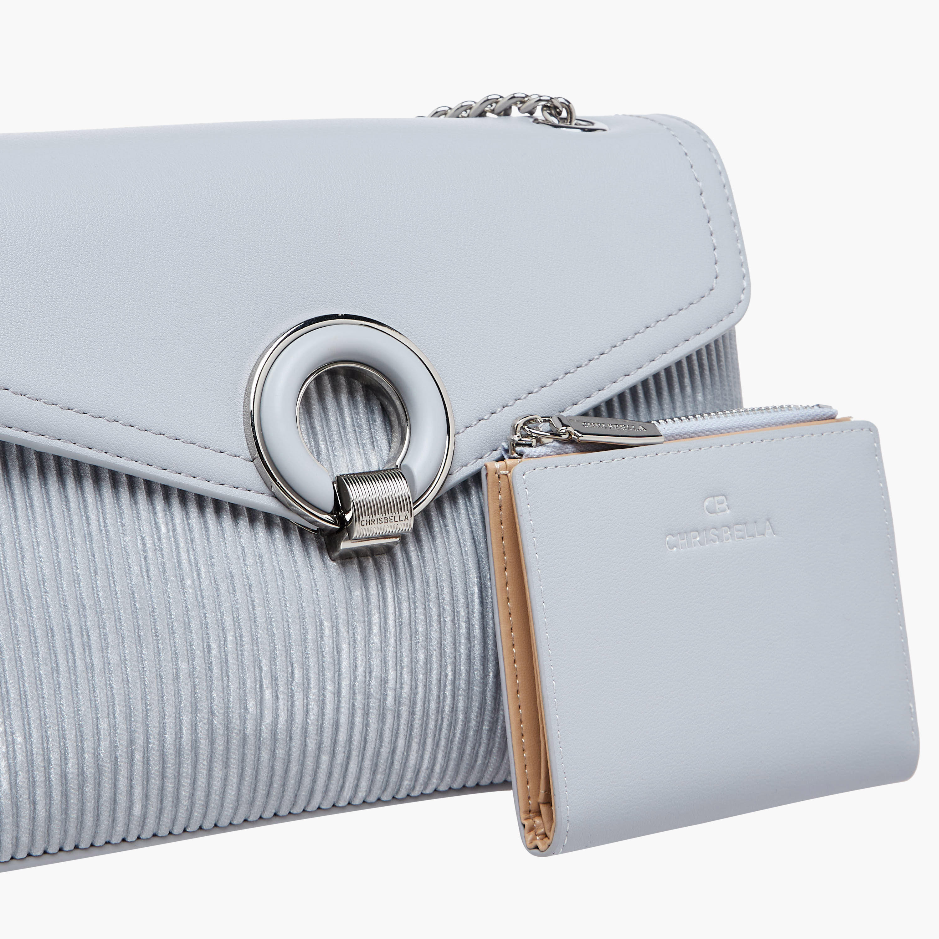 شنطة كروس بودي مضلعة بحزام سلسلة وشنطة صغيرة من كريسبيلا-women-bagsandwallets-handbags-image-6