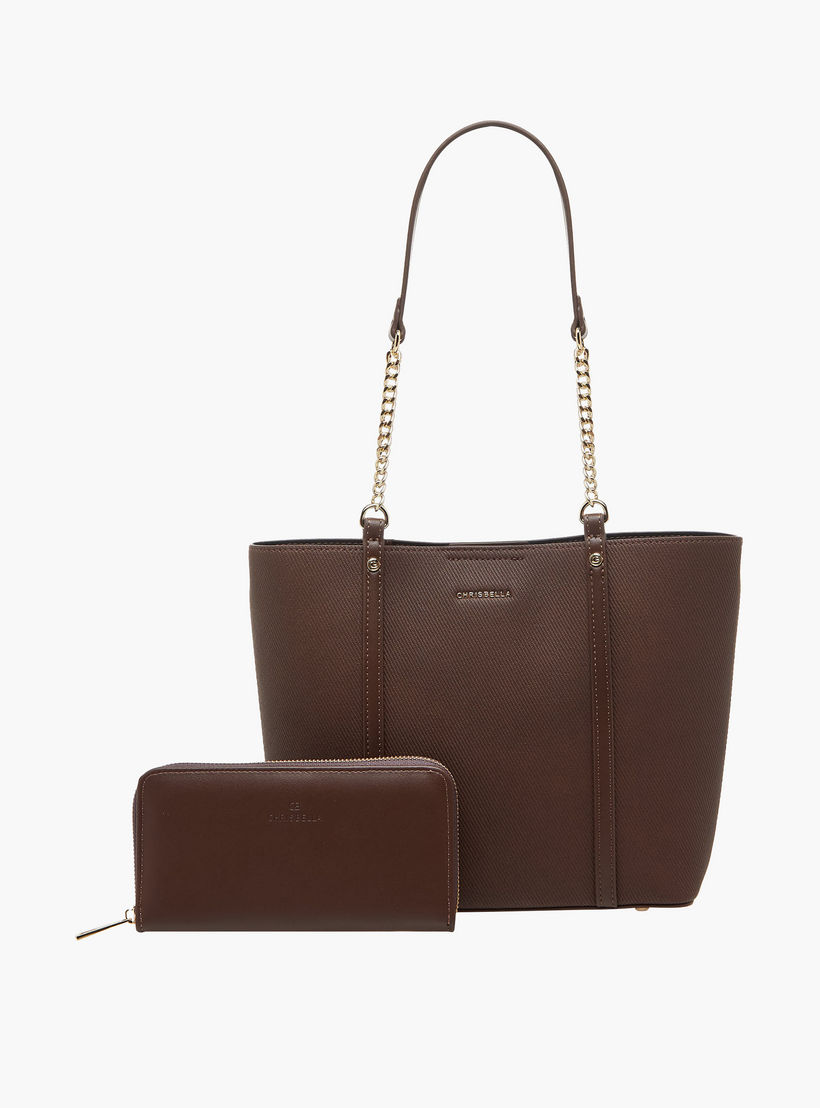 شنطة توتي بارزة الملمس مع محفظة من كريسبيلا-women-bagsandwallets-handbags-image-1