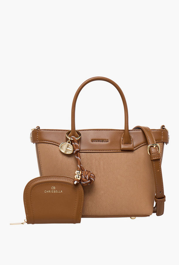 Chrisbella Textured Tote Bag with Pouch-women-image-1