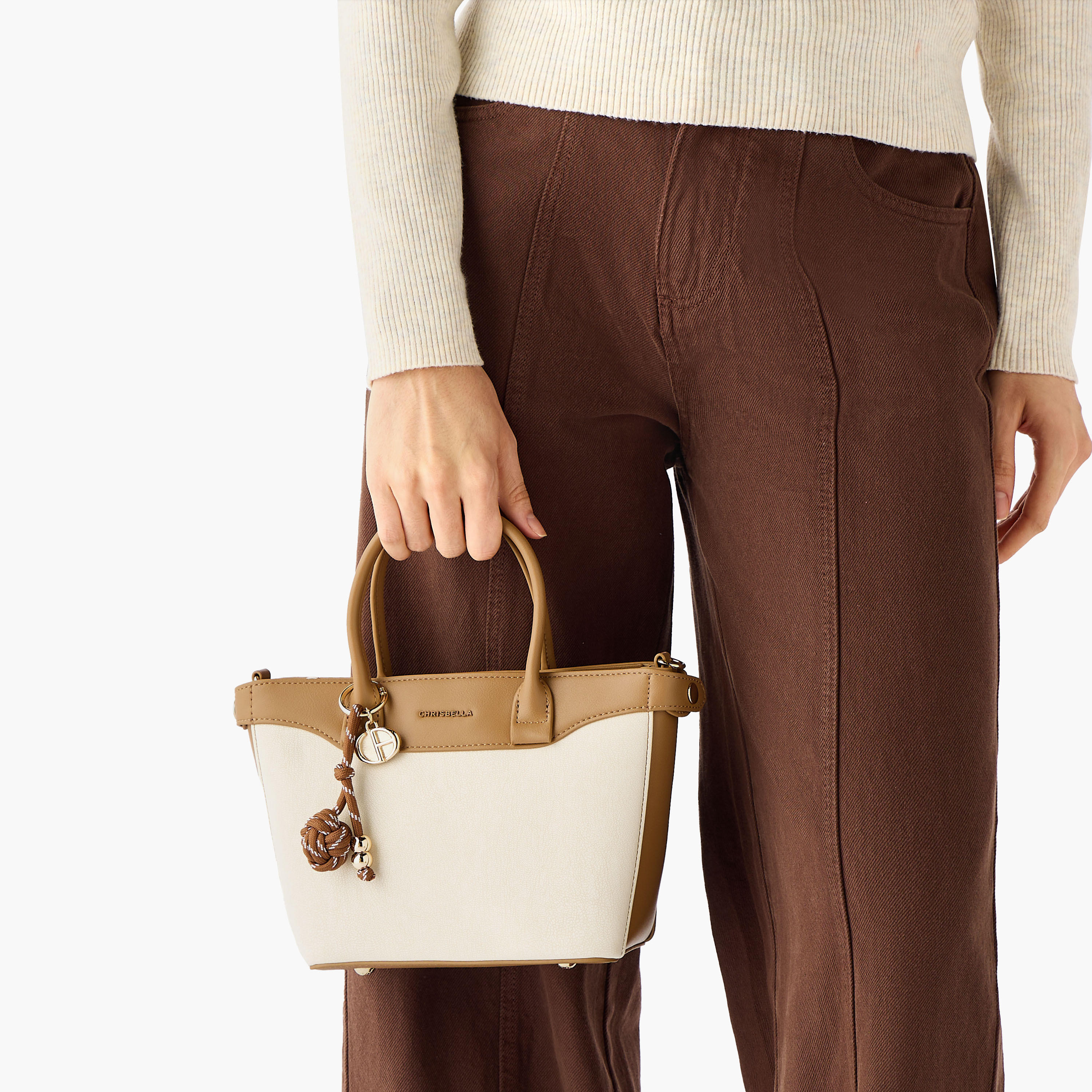 شنطة توت بقوالب ملونة وحزام قابل للفصل مع شنطة صغيرة من كريسبيلا-women-bagsandwallets-handbags-image-2