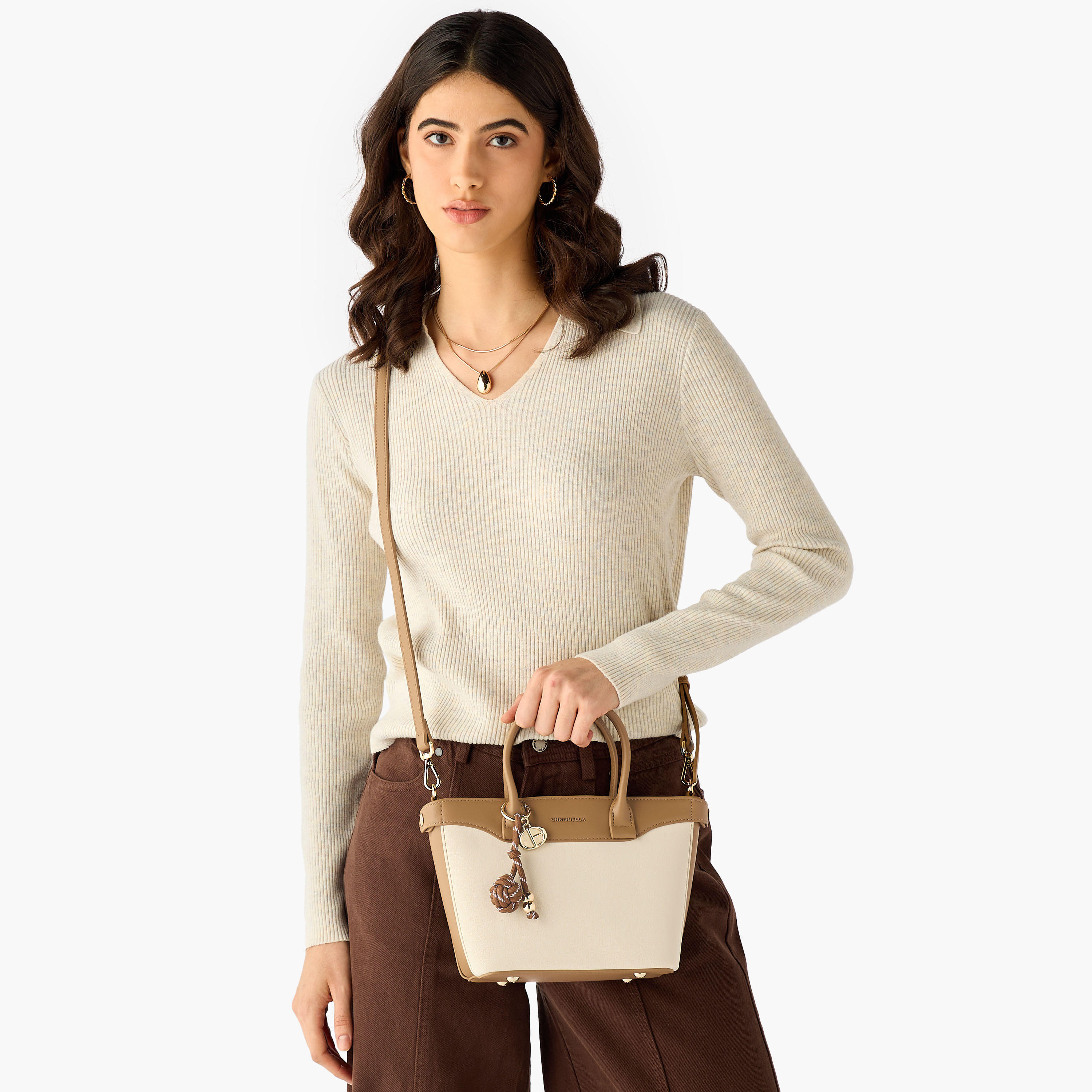 شنطة توت بقوالب ملونة وحزام قابل للفصل مع شنطة صغيرة من كريسبيلا-women-bagsandwallets-handbags-image-9