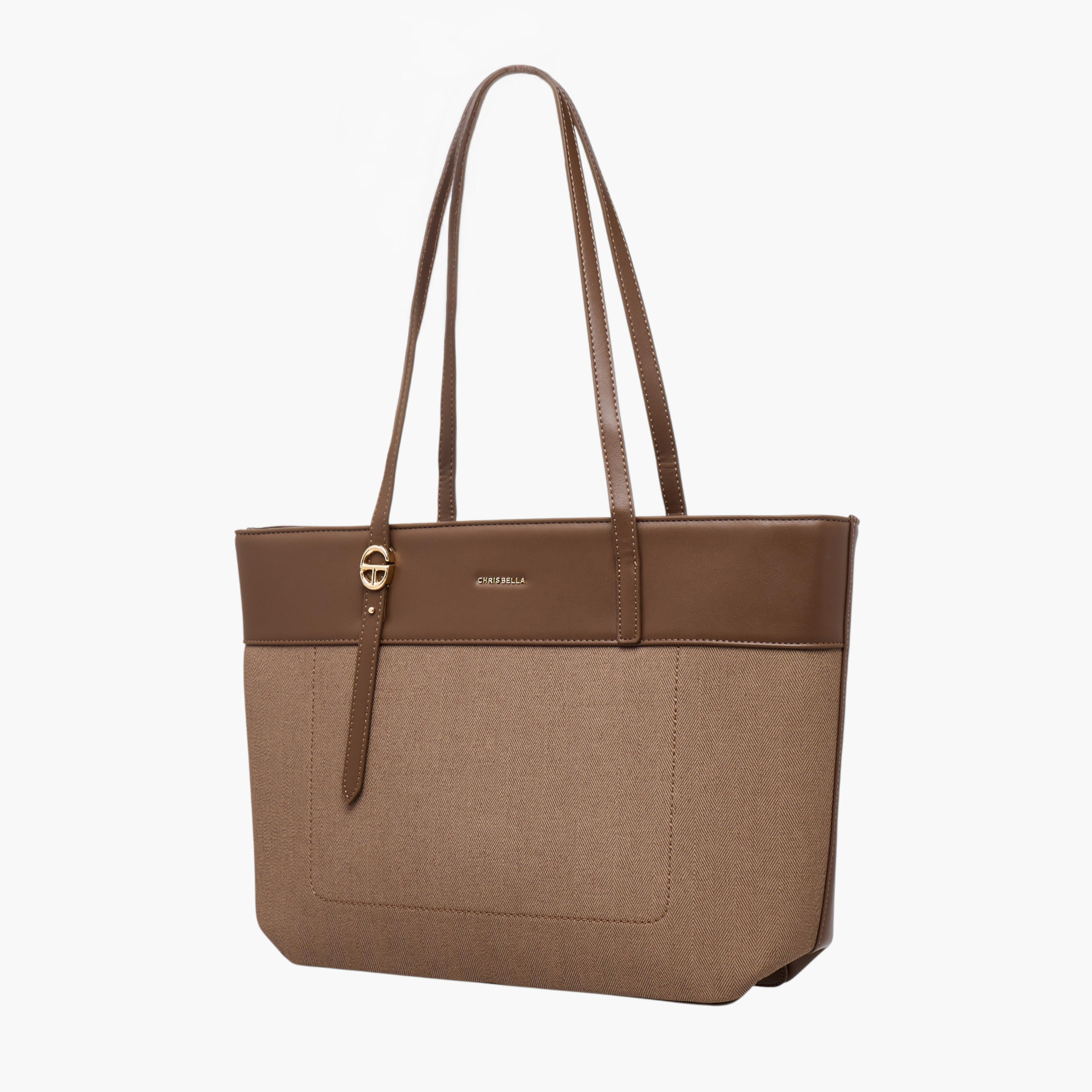 Chrisbella Textured Tote Bag with Pouch-women-bagsandwallets-handbags-image-3