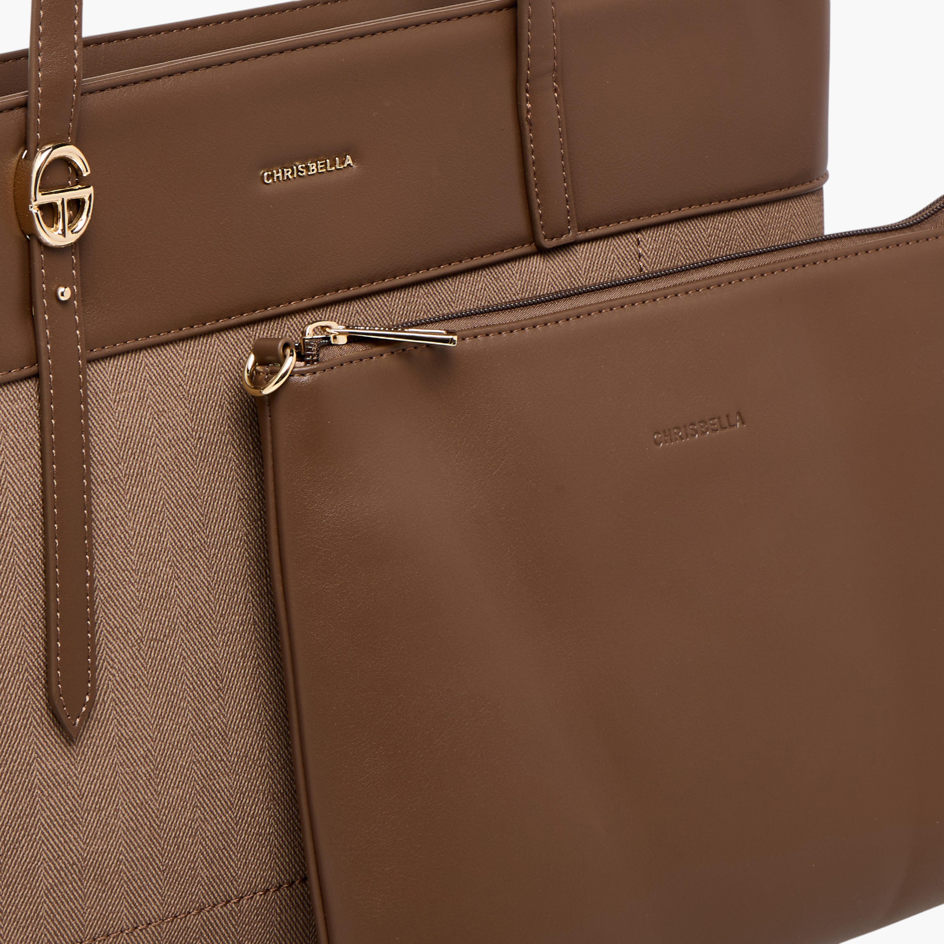 Chrisbella Textured Tote Bag with Pouch-women-bagsandwallets-handbags-image-6