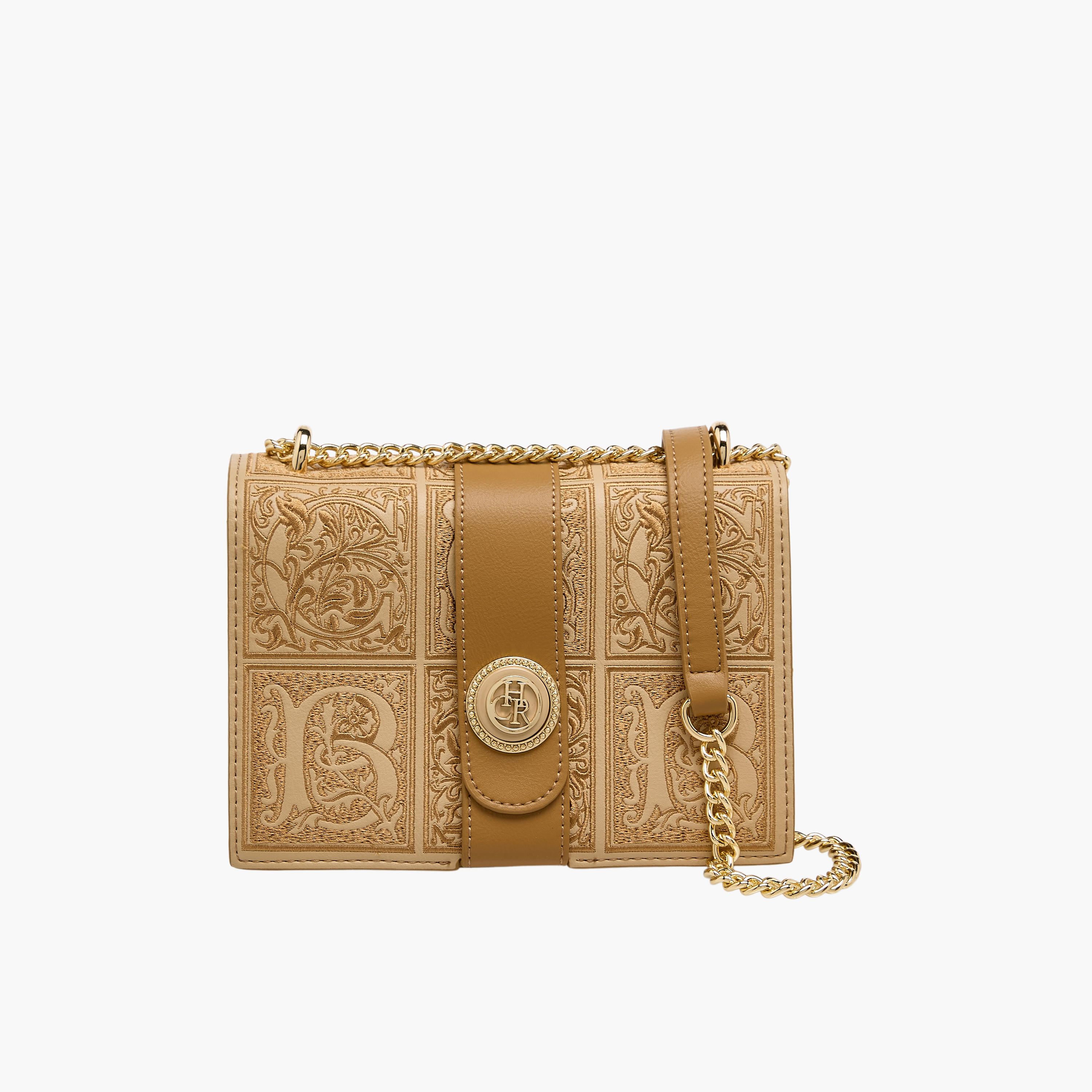 Chrisbella Embroidered Crossbody Bag with Chain Strap-women-bagsandwallets-handbags-image-1