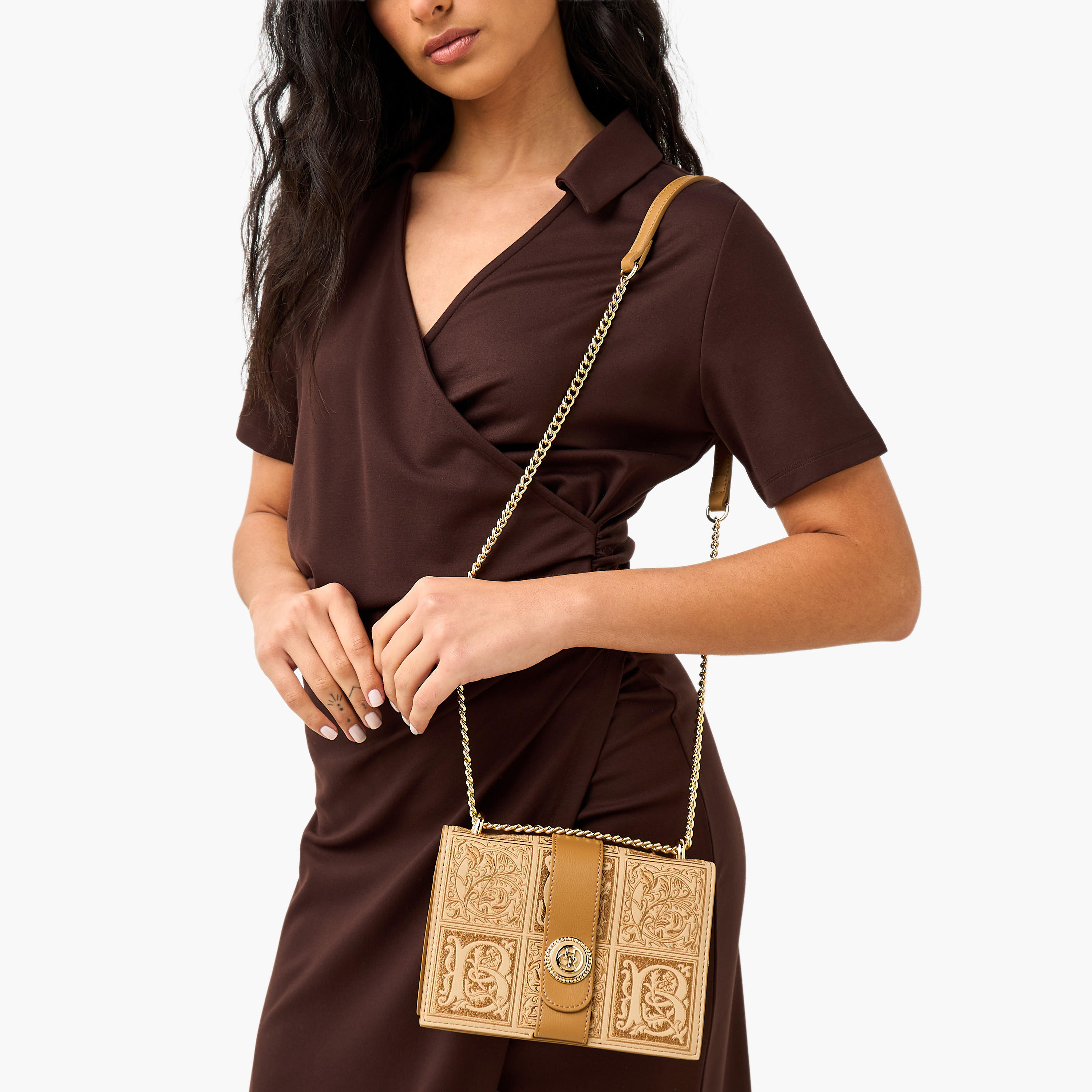 Chrisbella Embroidered Crossbody Bag with Chain Strap-women-bagsandwallets-handbags-image-2
