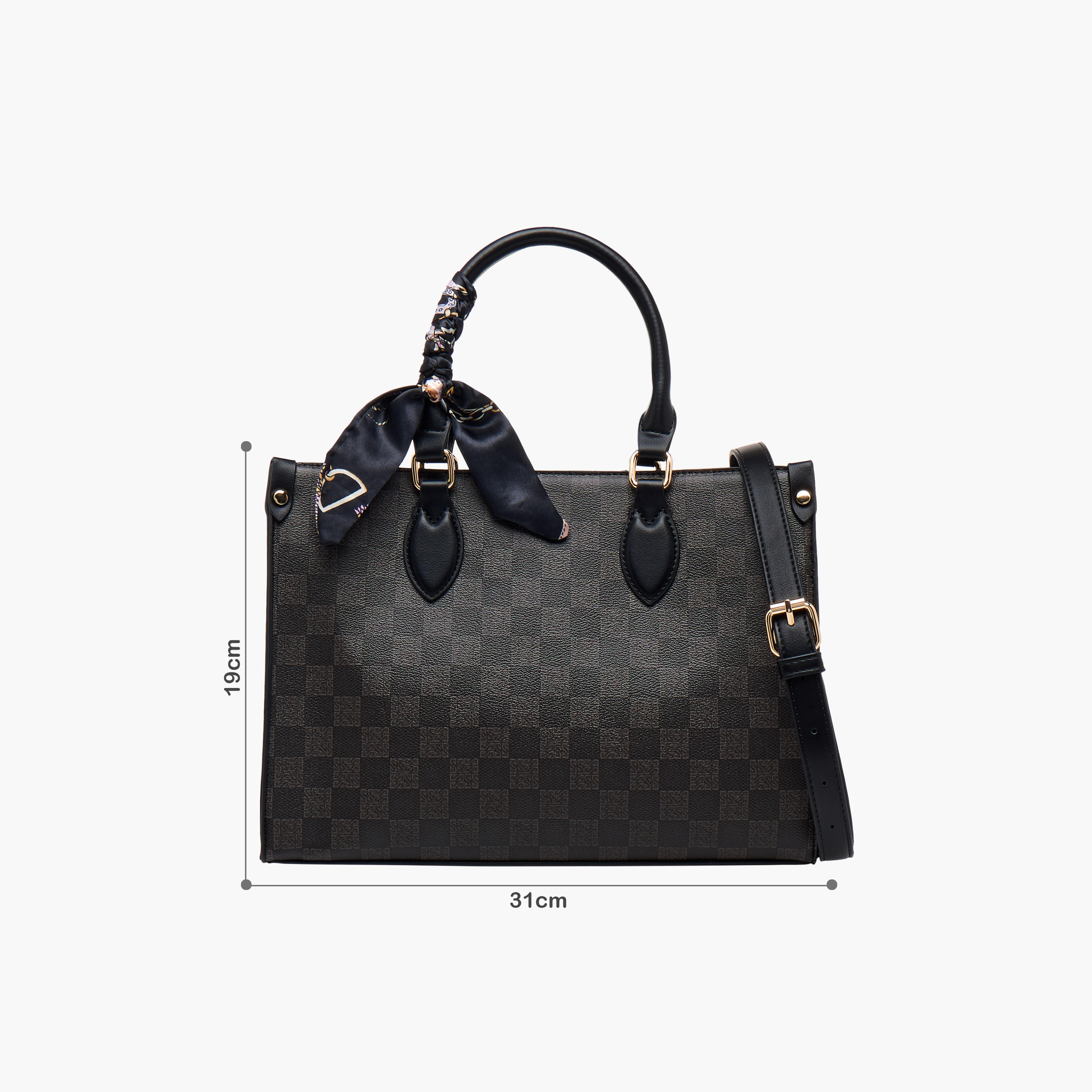 Sasha Tia Checked Tote Bag with Double Handle-women-bagsandwallets-handbags-image-3