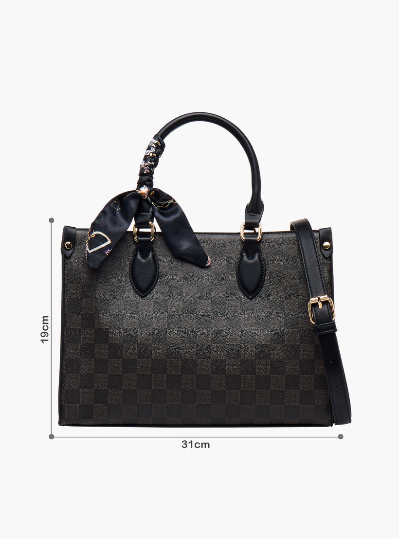 Sasha Tia Checked Tote Bag with Double Handle-women-bagsandwallets-handbags-image-3