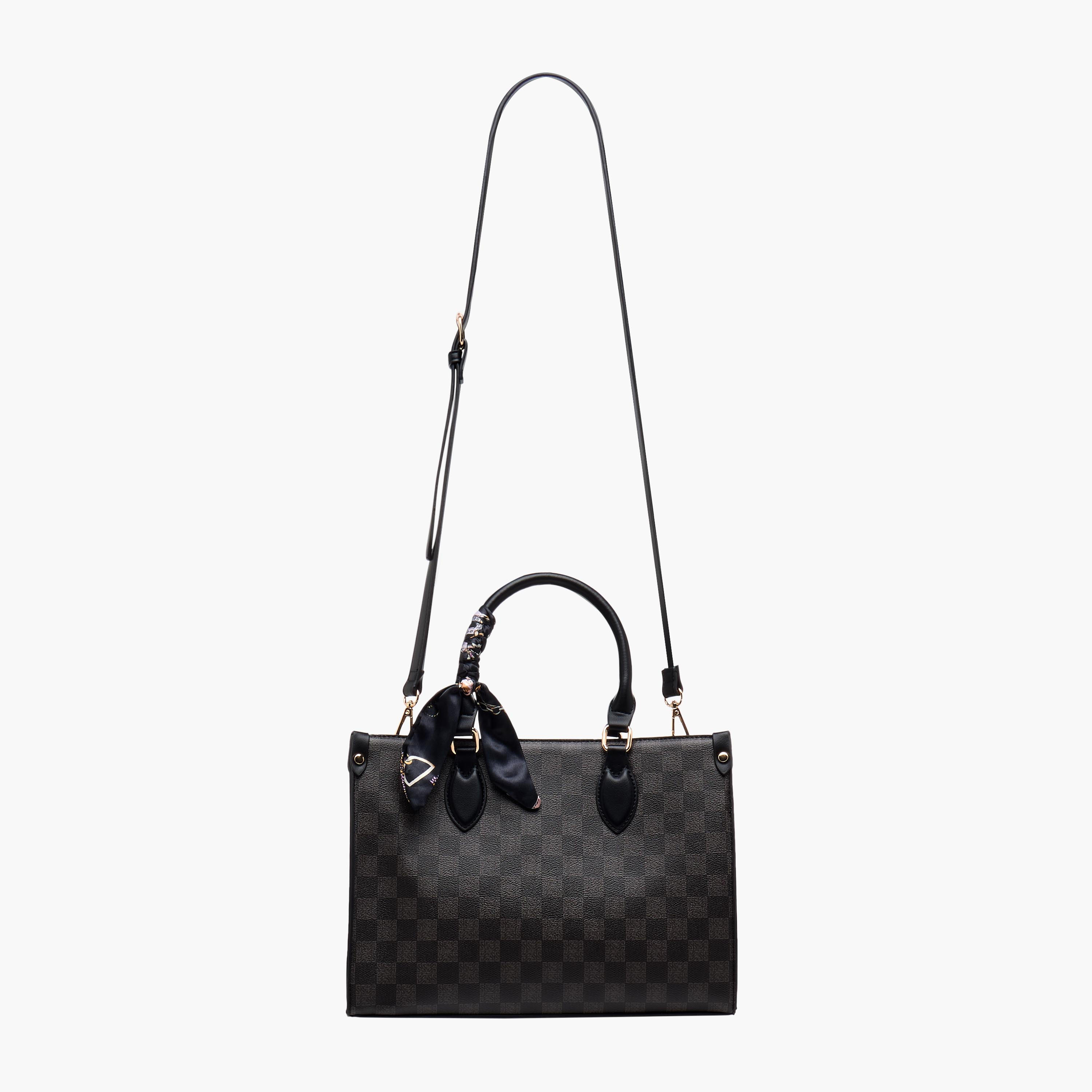 Sasha Tia Checked Tote Bag with Double Handle-women-bagsandwallets-handbags-image-4