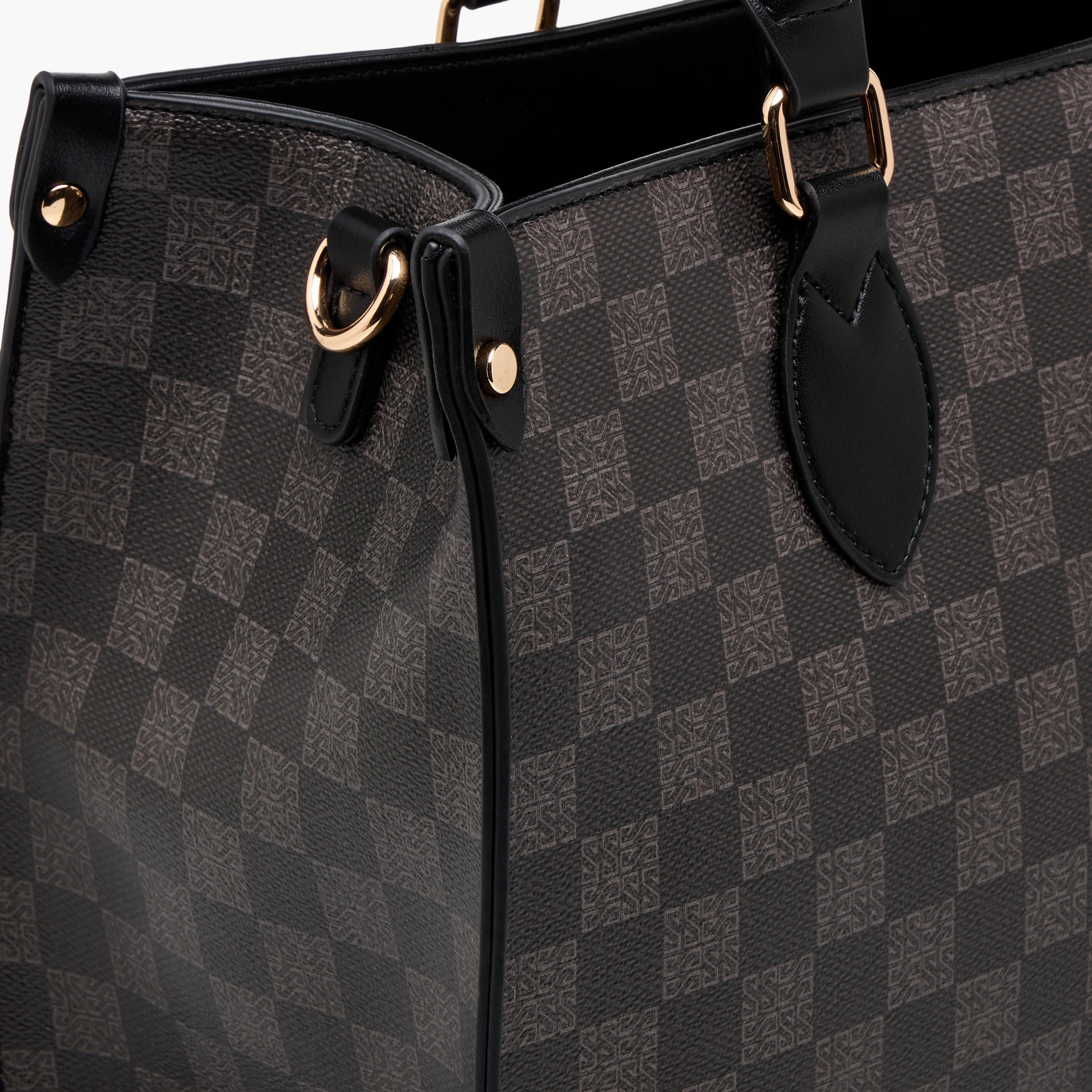 Sasha Tia Checked Tote Bag with Double Handle-women-bagsandwallets-handbags-image-7