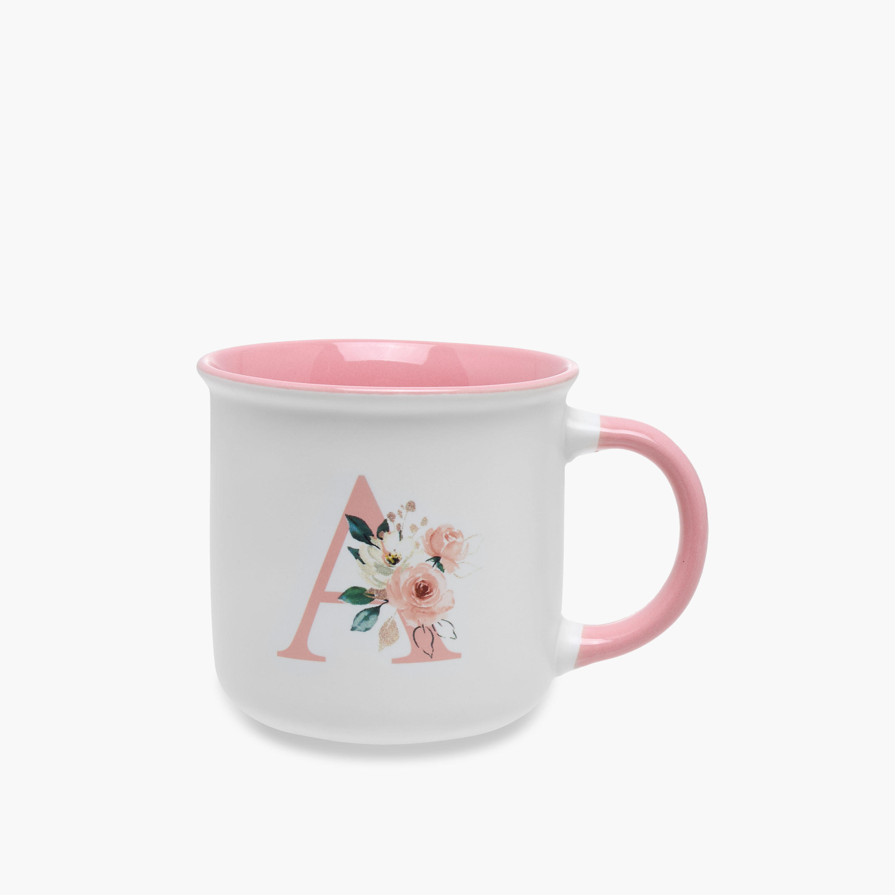Floral Print Bone China Mug with Initial A - 355 ml-household-dining-teaandcoffee-mugsandcups-image-1