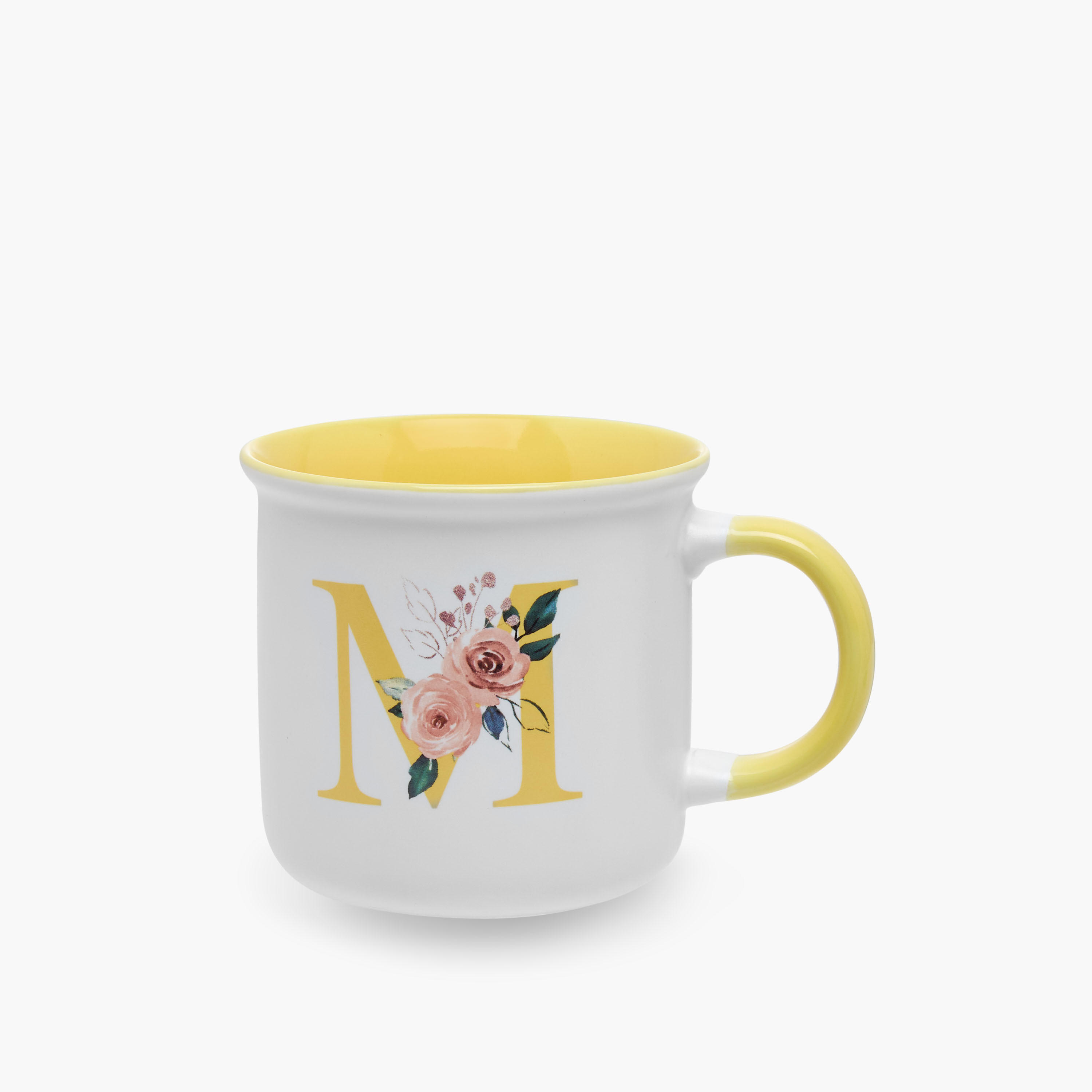 Floral Print Bone China Mug with Initial M - 355 ml-household-dining-teaandcoffee-mugsandcups-image-1