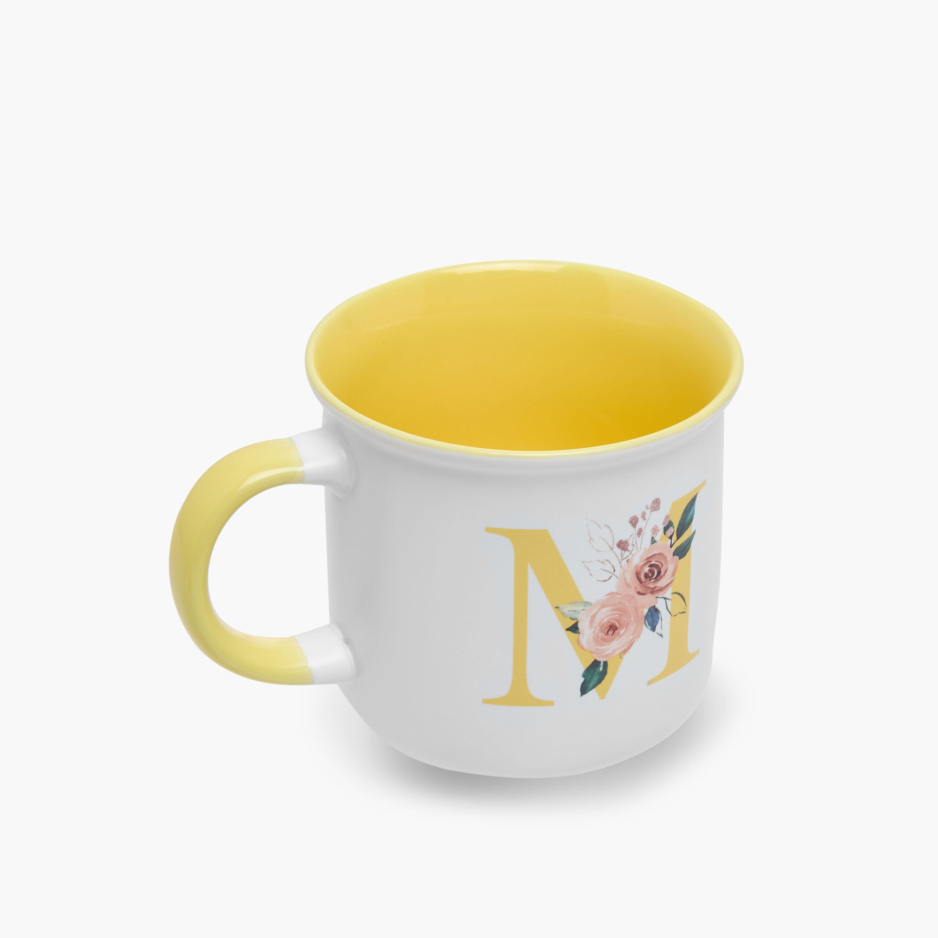 Floral Print Bone China Mug with Initial M - 355 ml-household-dining-teaandcoffee-mugsandcups-image-2