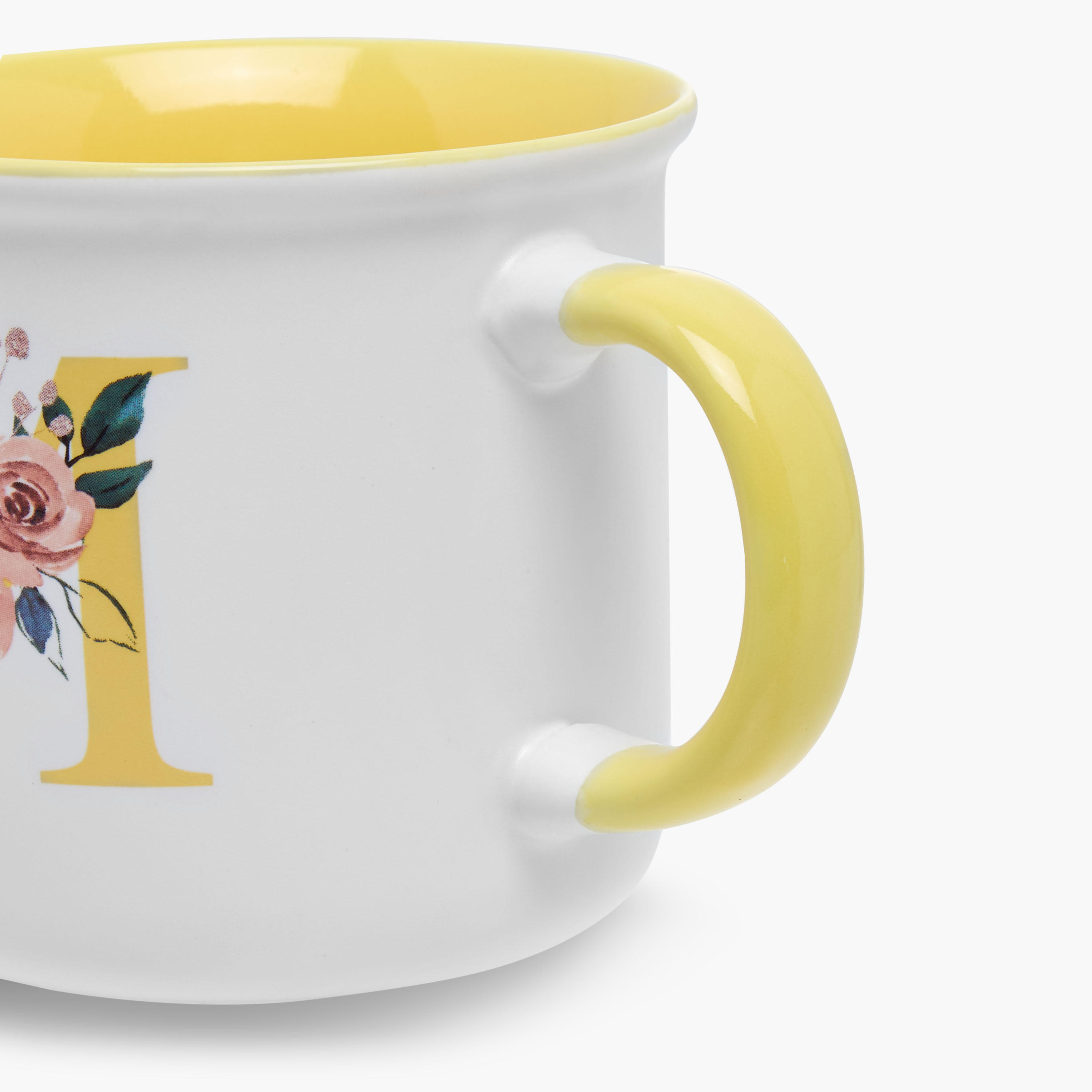 Floral Print Bone China Mug with Initial M - 355 ml-household-dining-teaandcoffee-mugsandcups-image-3
