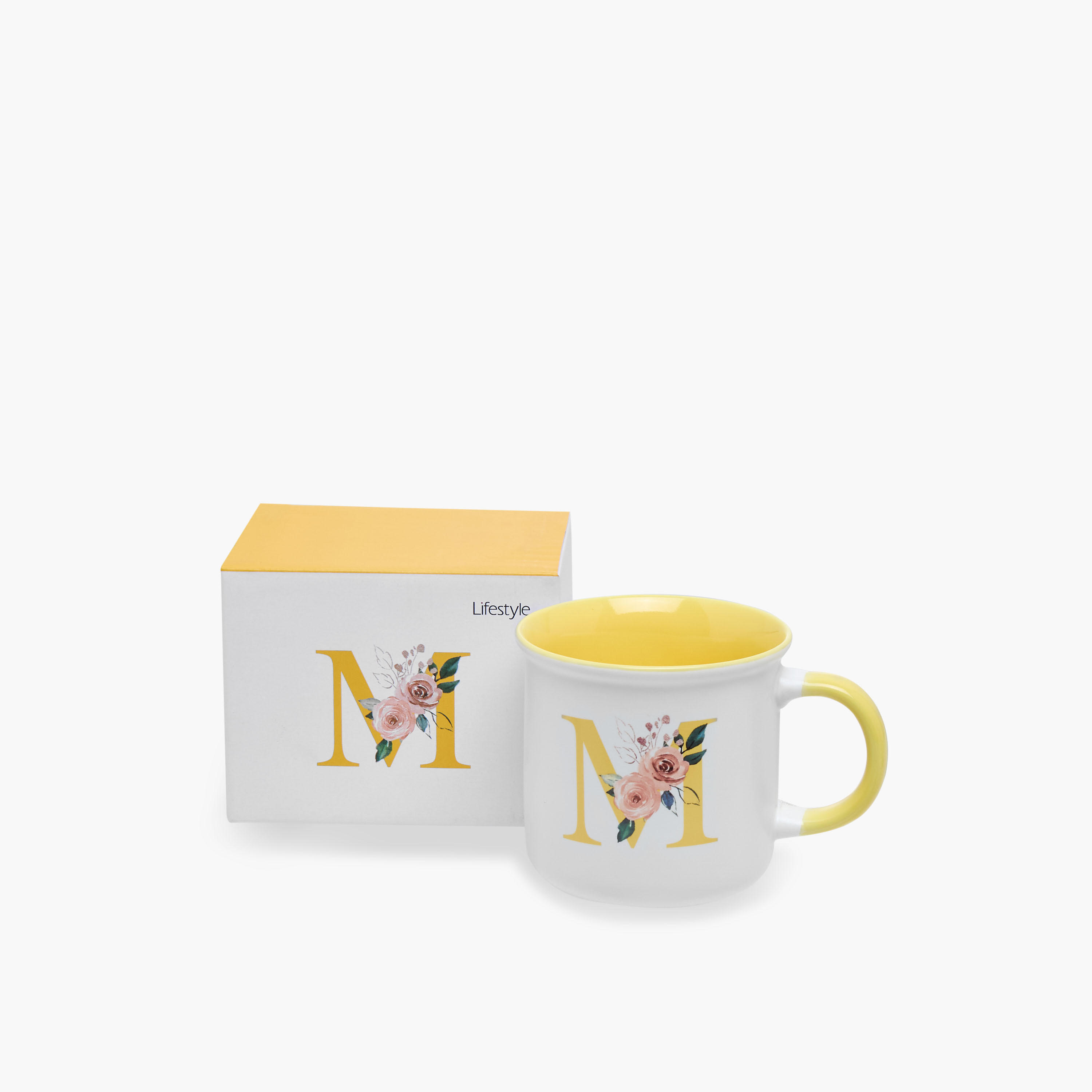 Floral Print Bone China Mug with Initial M - 355 ml-household-dining-teaandcoffee-mugsandcups-image-4