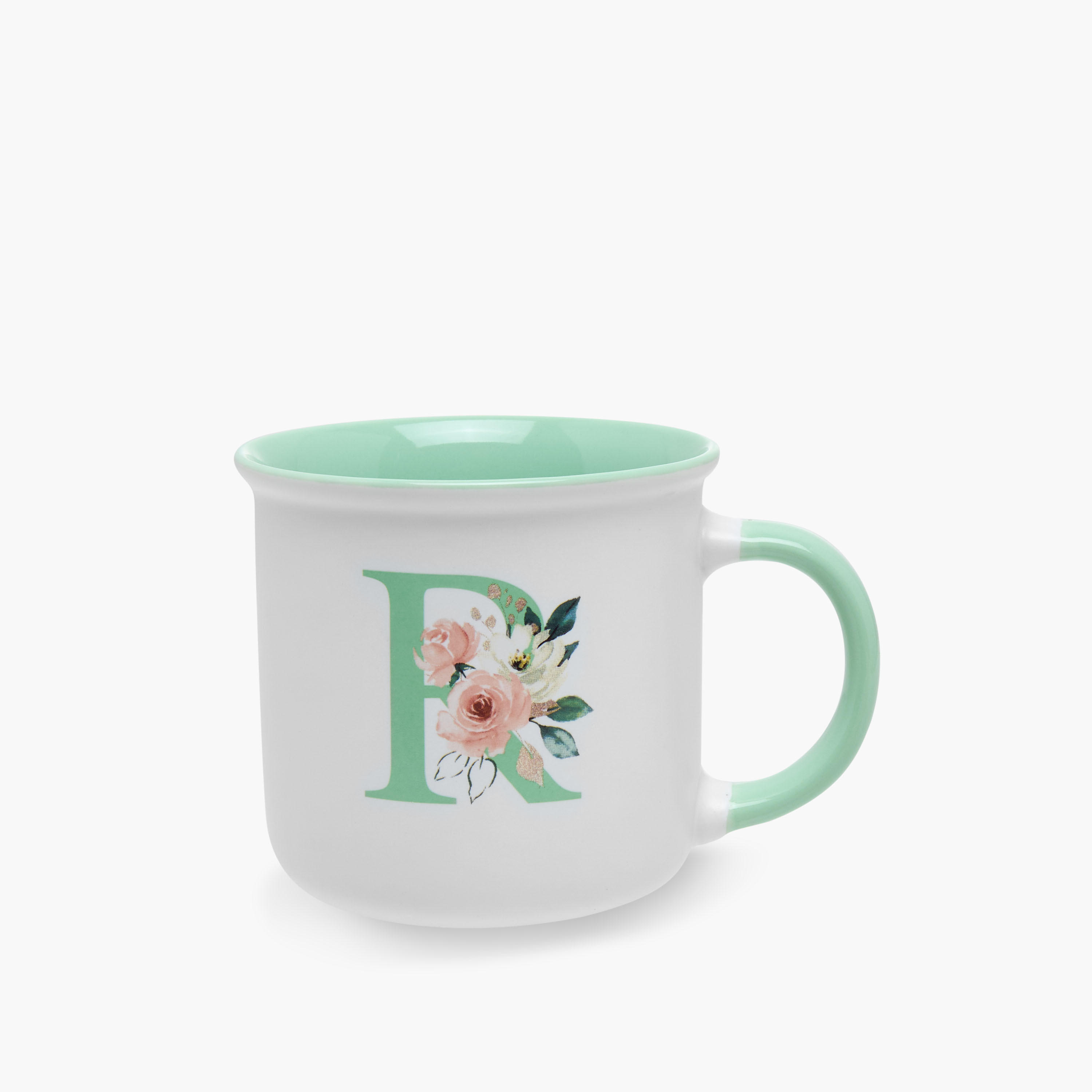 Floral Print Bone China Mug with Initial R - 355 ml-household-dining-teaandcoffee-mugsandcups-image-1
